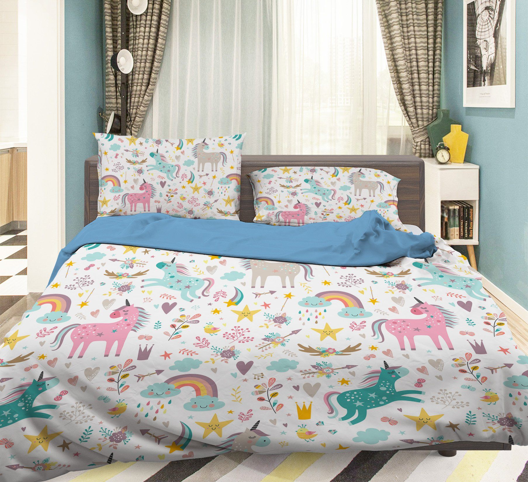 3D Rainbow Horse 072 Bed Pillowcases Quilt Wallpaper AJ Wallpaper