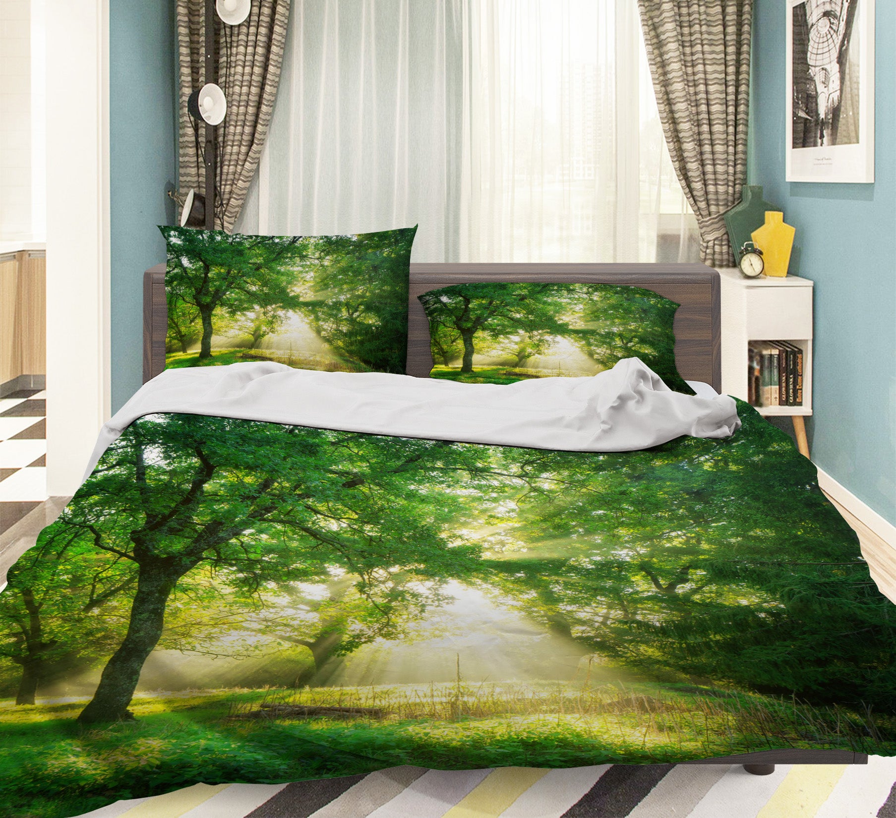 3D Tree Sunlight 61015 Bed Pillowcases Quilt