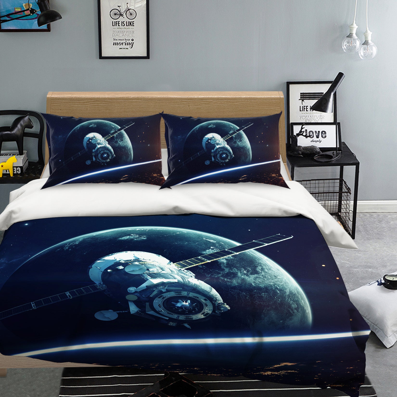 3D Planetary Satellite 60105 Bed Pillowcases Quilt