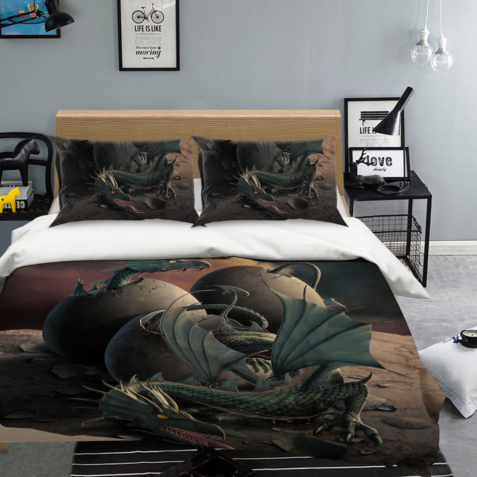 3D Dragon Offspring 041 Bed Pillowcases Quilt Exclusive Designer Vincent Quiet Covers AJ Creativity Home