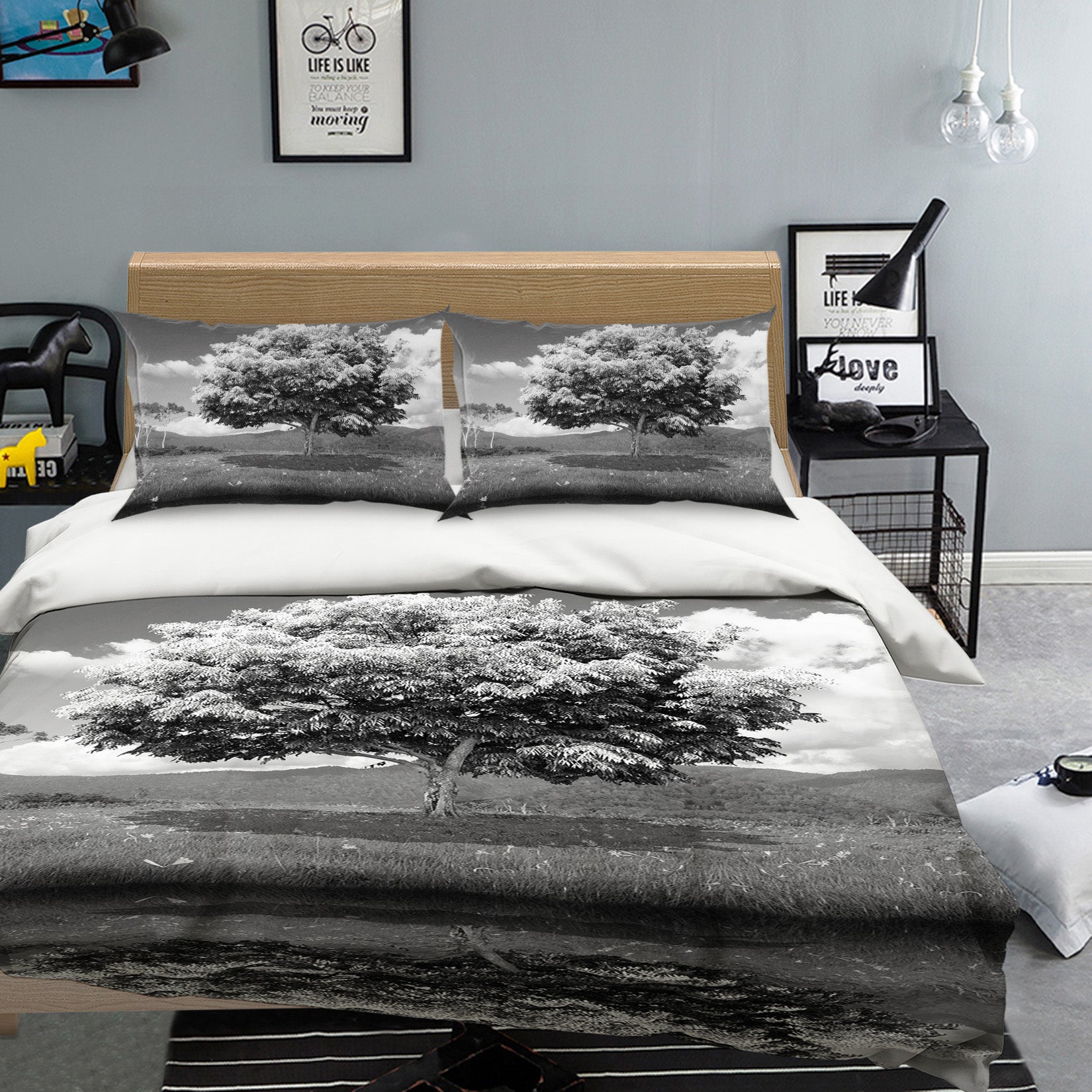 3D White Tree 088 Bed Pillowcases Quilt