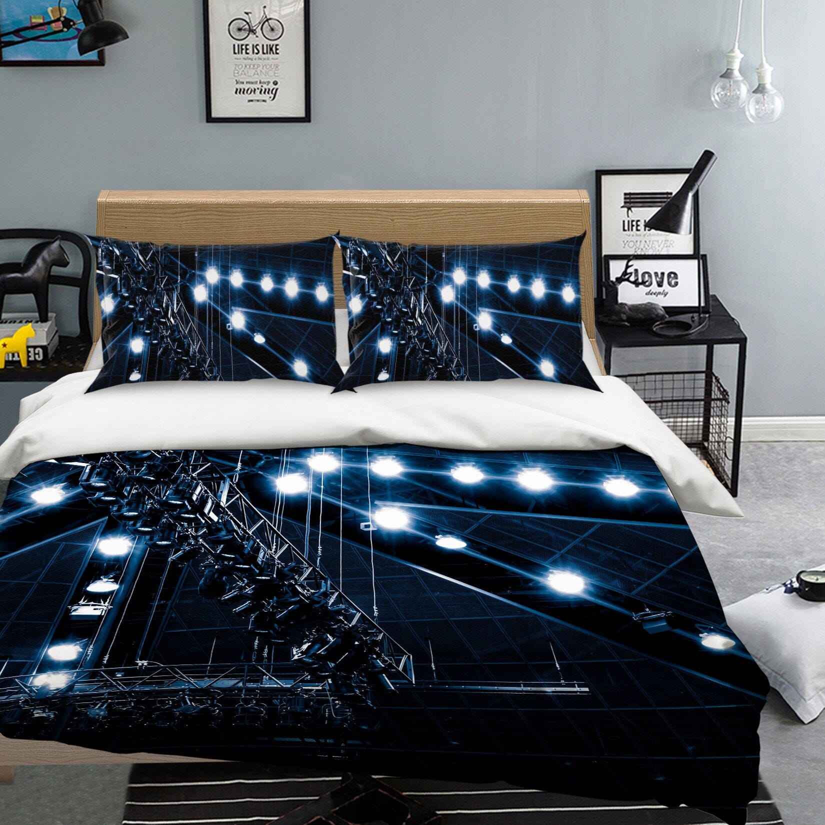 3D Night Light 2004 Noirblanc777 Bedding Bed Pillowcases Quilt Quiet Covers AJ Creativity Home