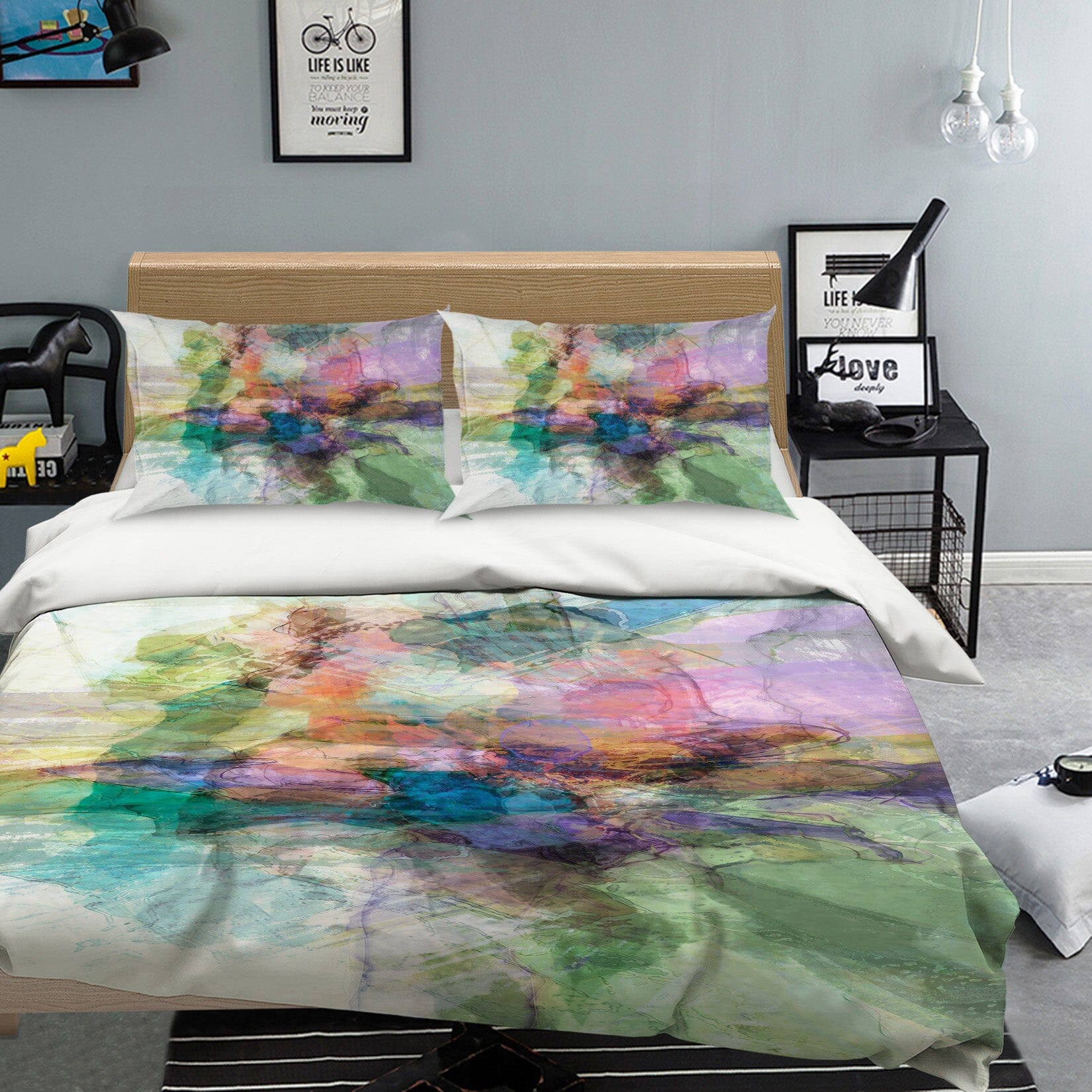 3D Green Abstract Painting 1032 Michael Tienhaara Bedding Bed Pillowcases Quilt Quiet Covers AJ Creativity Home