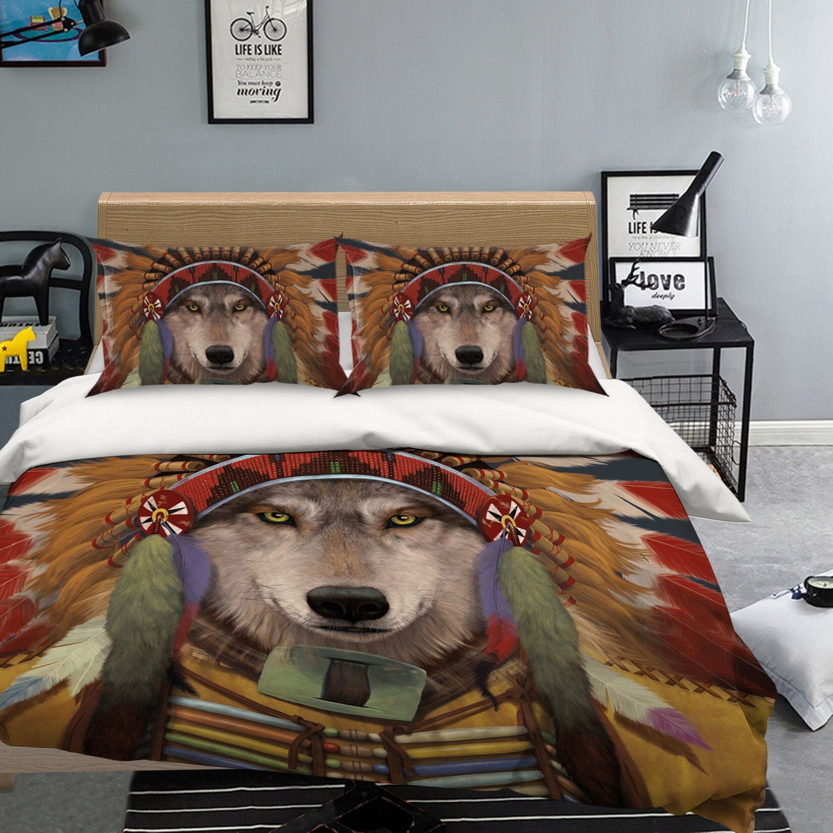 3D Wolf Spirit Chief 103 Bed Pillowcases Quilt Exclusive Designer Vincent Quiet Covers AJ Creativity Home