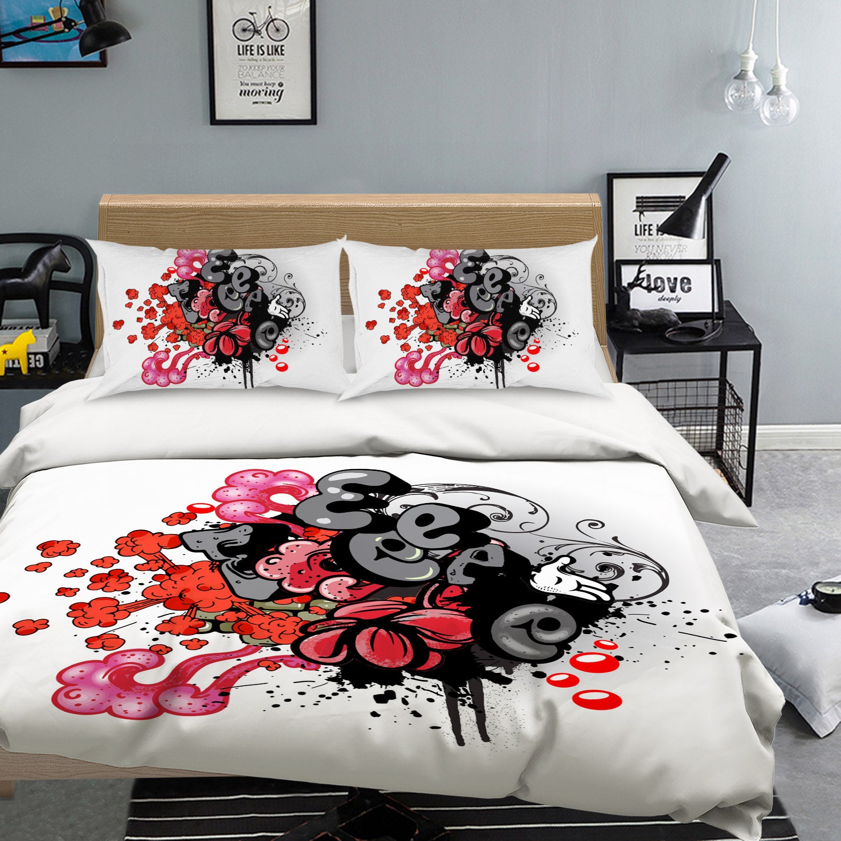 3D Letter Pattern 59051 Bed Pillowcases Quilt