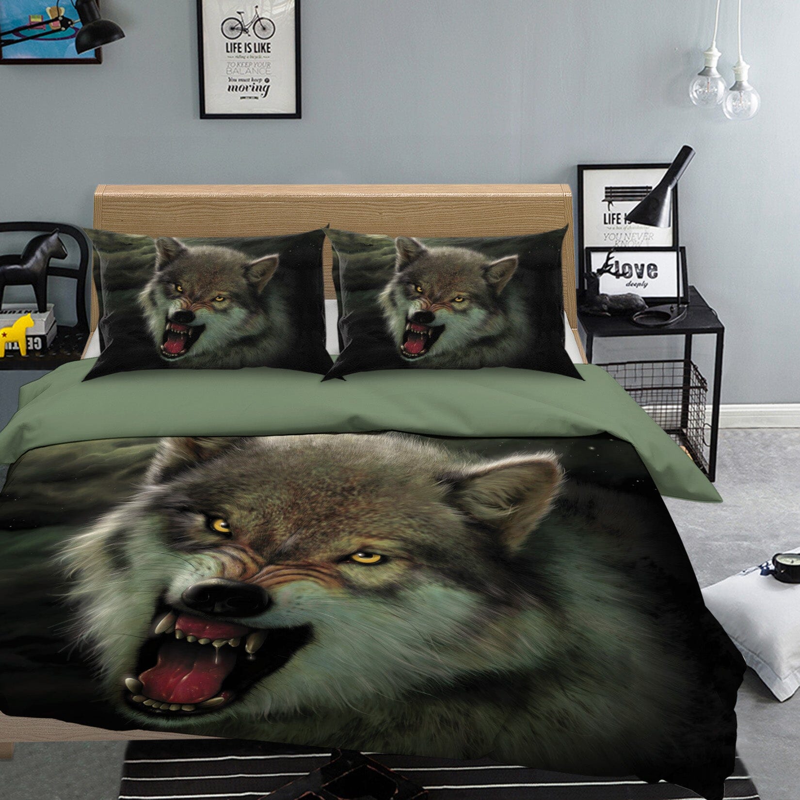 3D Moon Wolf 064 Bed Pillowcases Quilt Exclusive Designer Vincent Quiet Covers AJ Creativity Home
