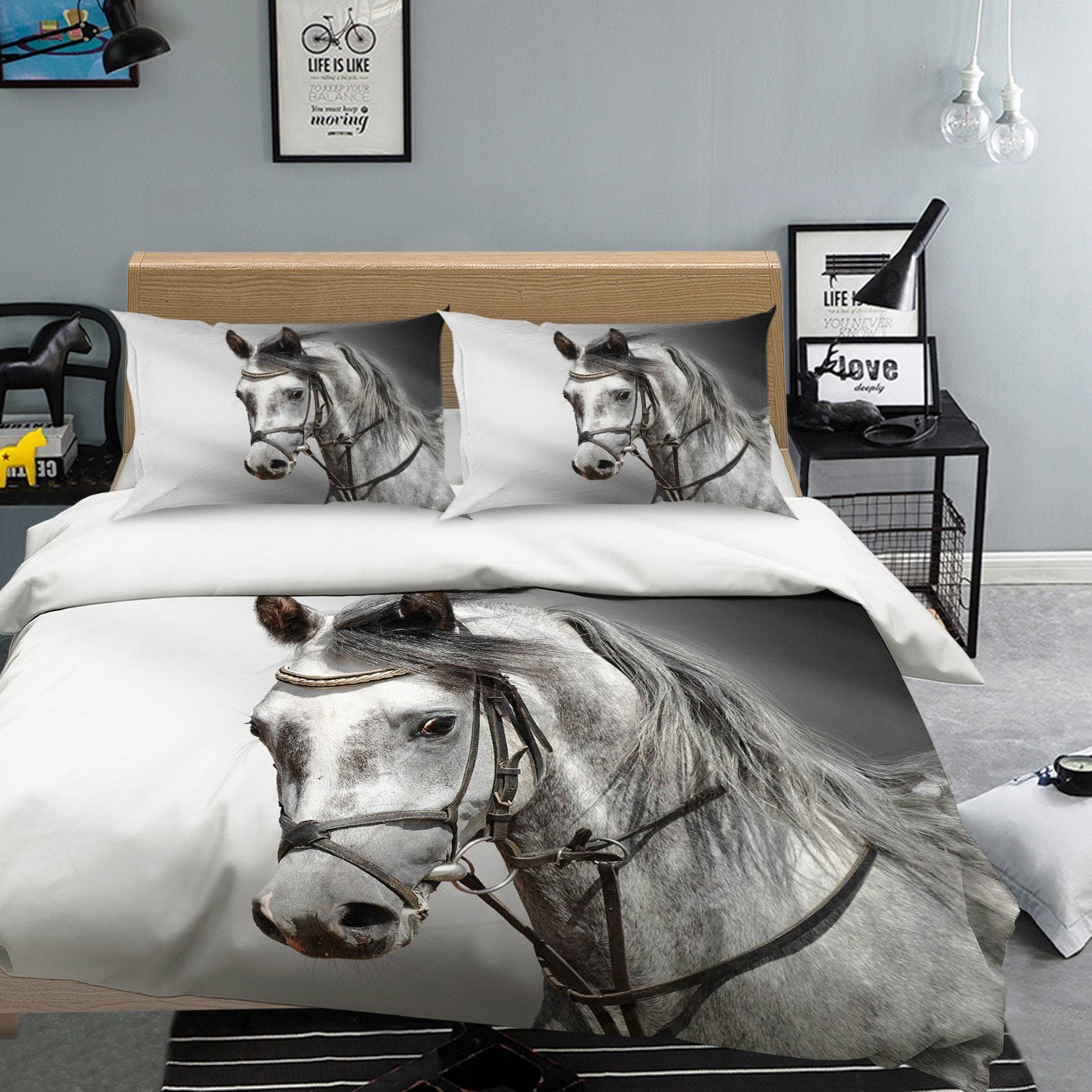 3D White Horse 191 Bed Pillowcases Quilt Wallpaper AJ Wallpaper