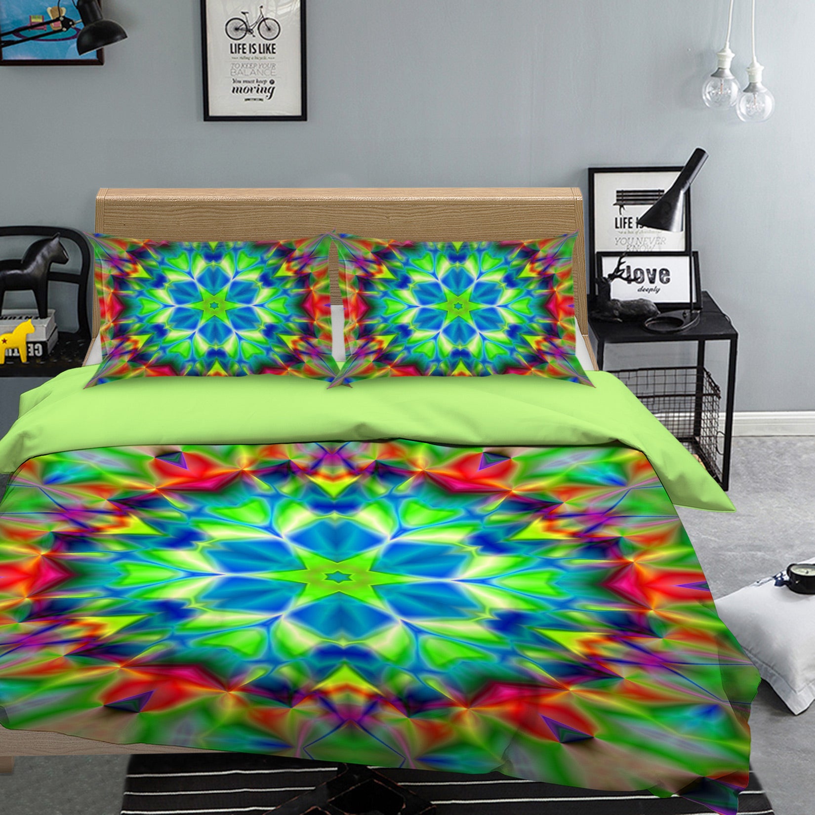 3D Green Pattern 14044 Bed Pillowcases Quilt