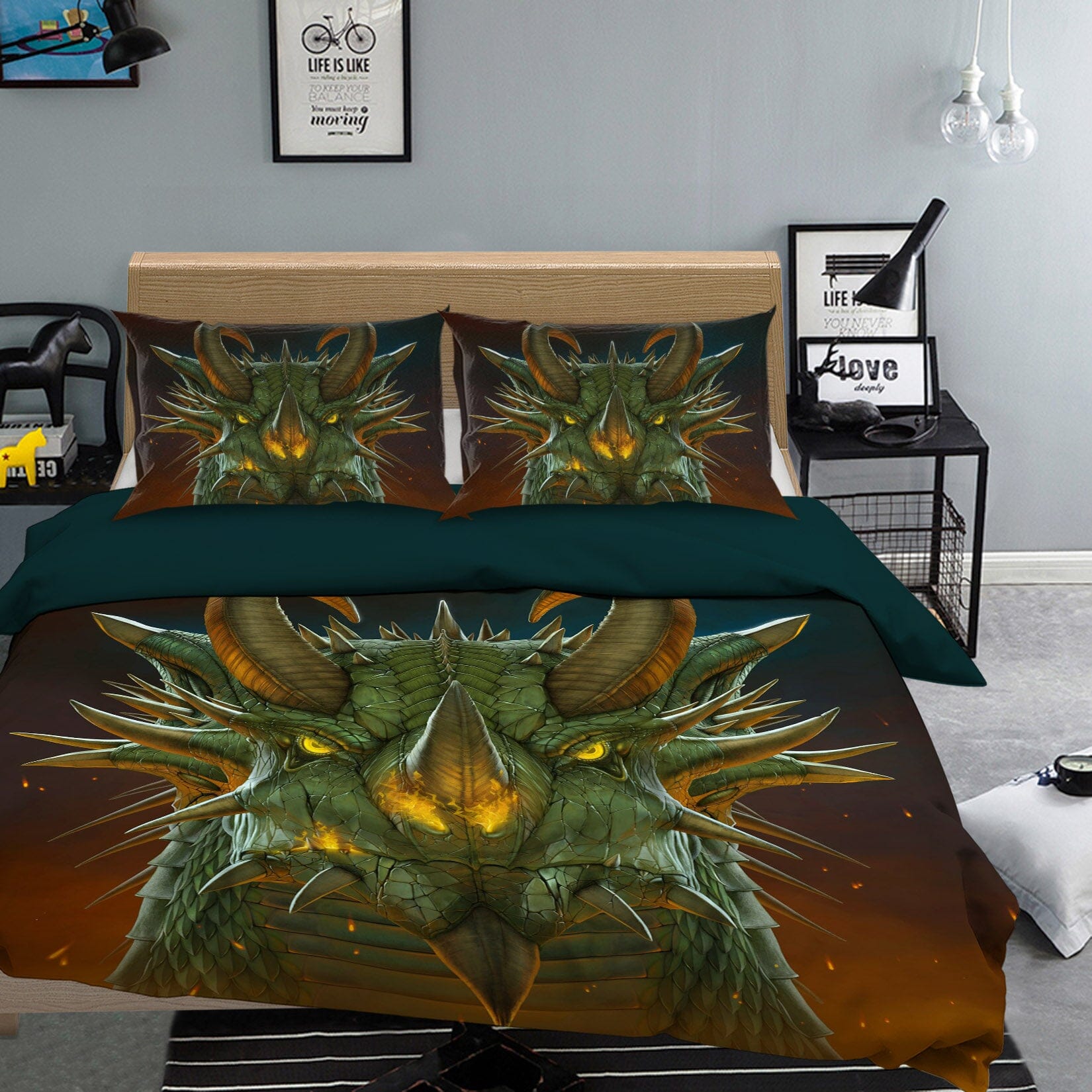 3D Dragon Portrait 042 Bed Pillowcases Quilt Exclusive Designer Vincent Quiet Covers AJ Creativity Home