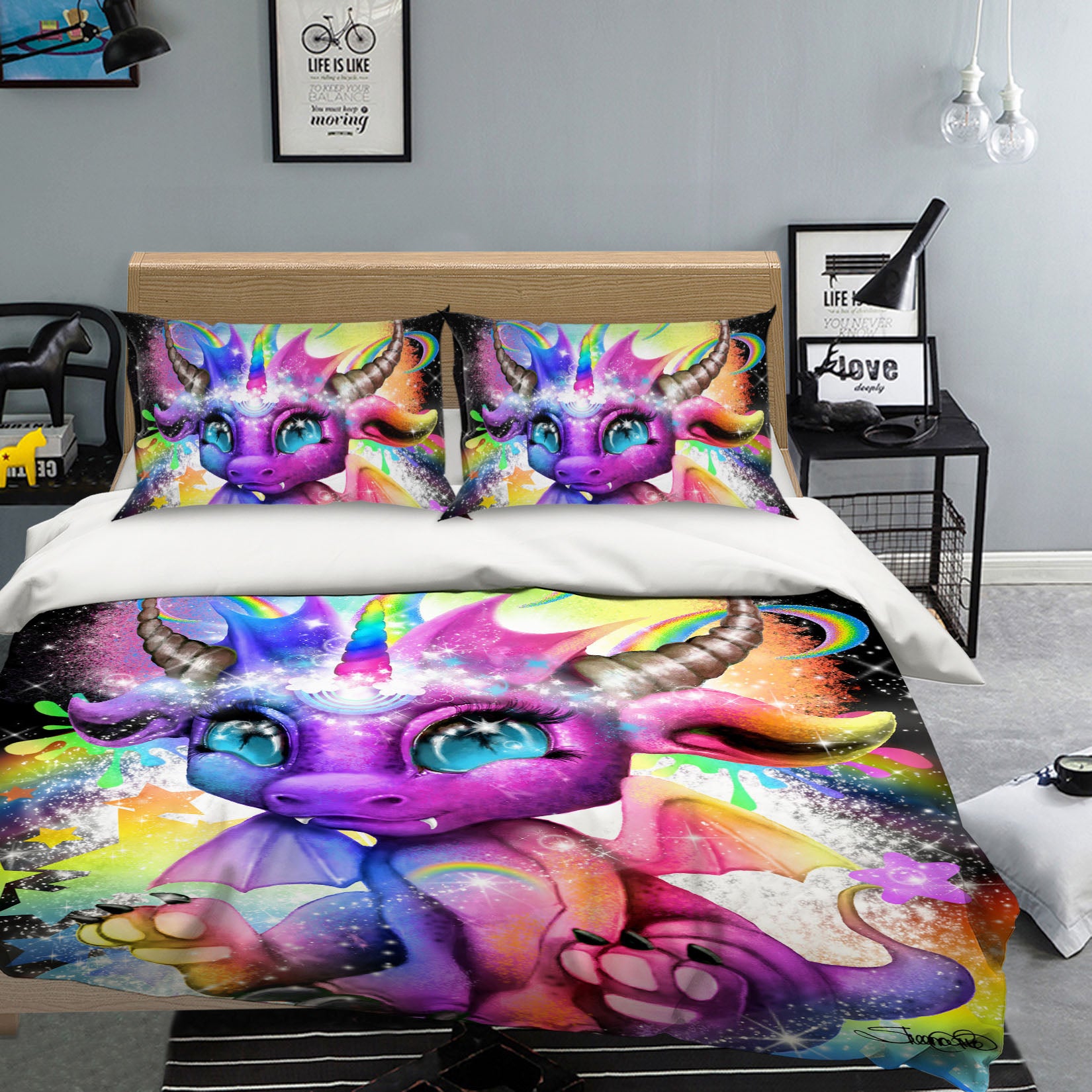 3D Rainbow Dragon 8596 Sheena Pike Bedding Bed Pillowcases Quilt Cover Duvet Cover