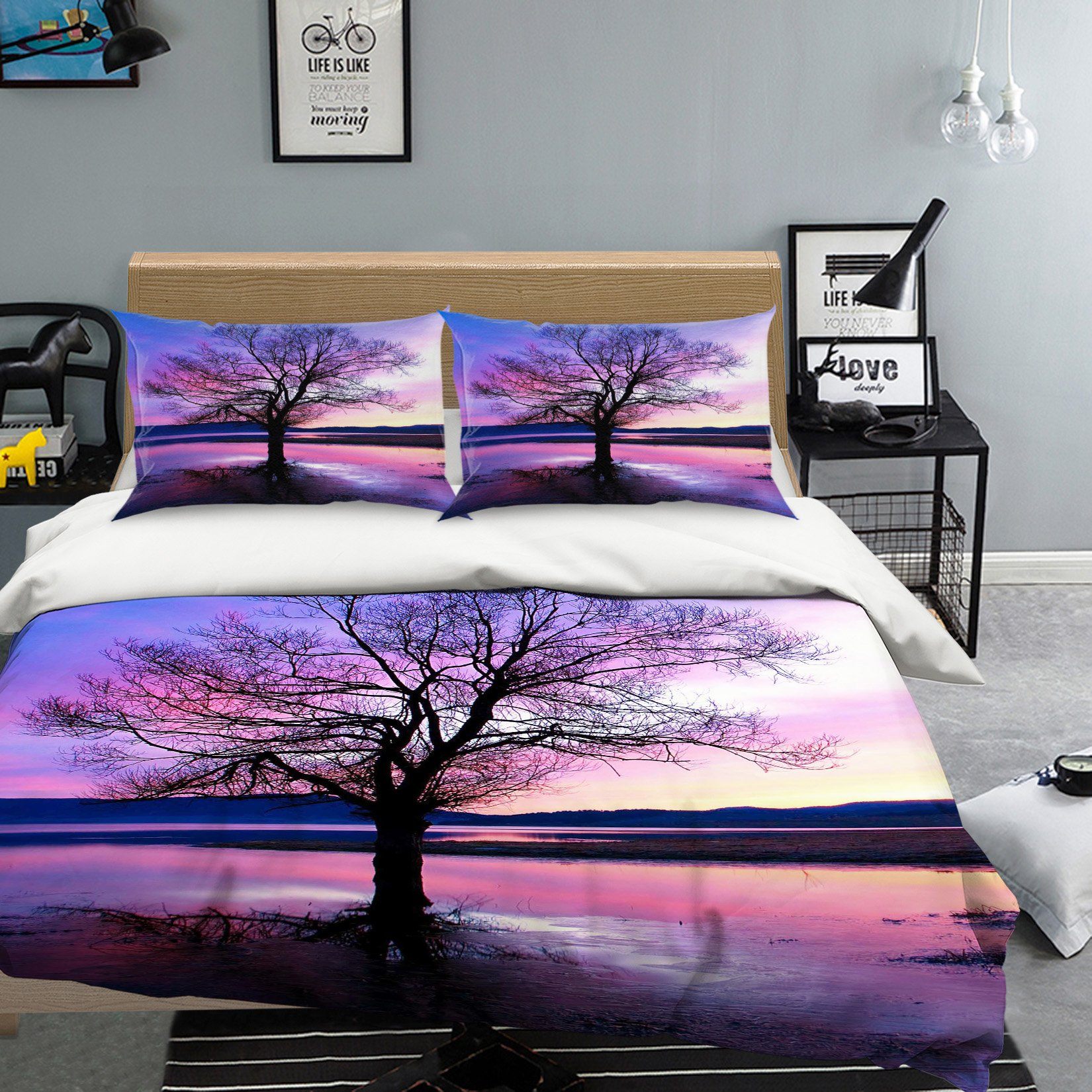 3D Back Shadow Tree 179 Bed Pillowcases Quilt Wallpaper AJ Wallpaper