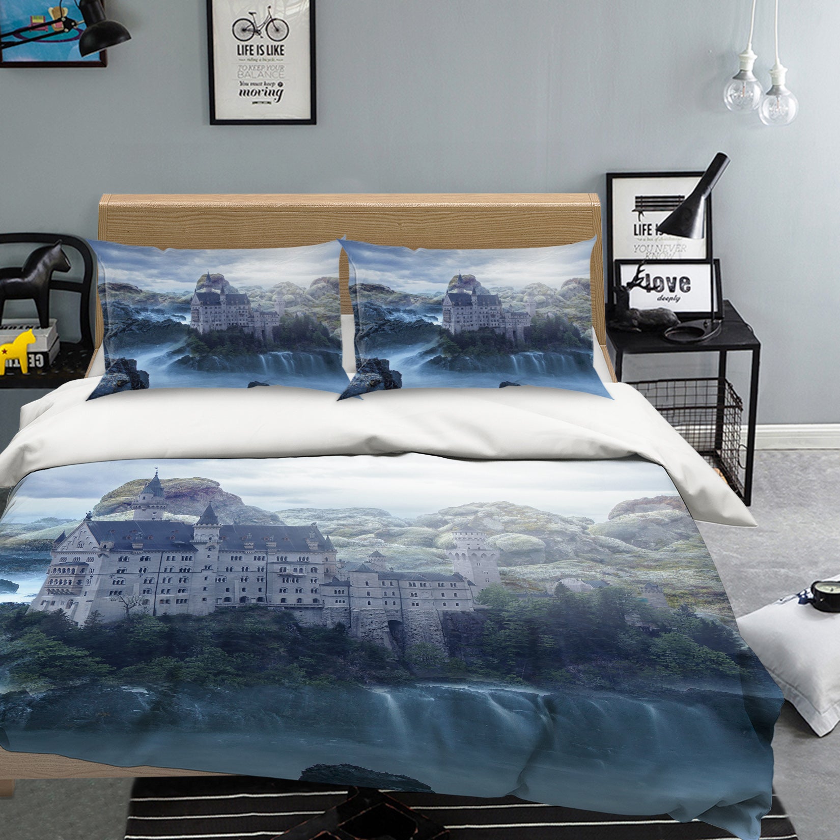 3D House Waterfall 19141 Bed Pillowcases Quilt