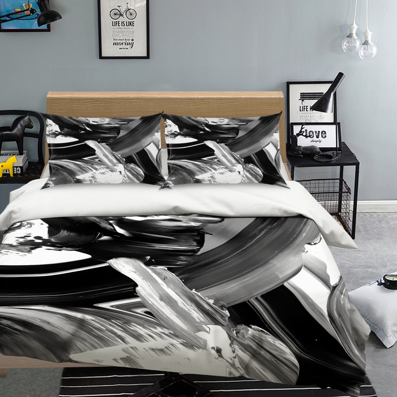 3D Gray Pattern 16112 Bed Pillowcases Quilt