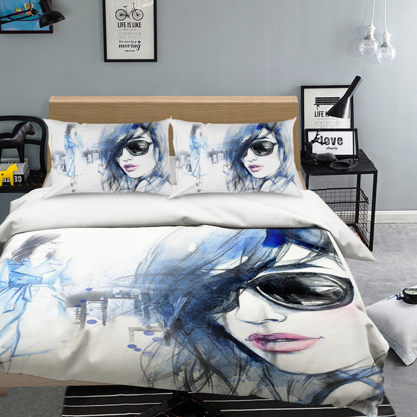 3D Sunglasses Woman 050 Bed Pillowcases Quilt
