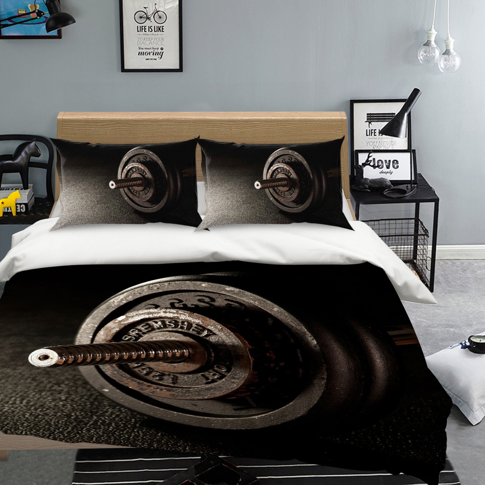 3D Dumbbells 14093 Bed Pillowcases Quilt