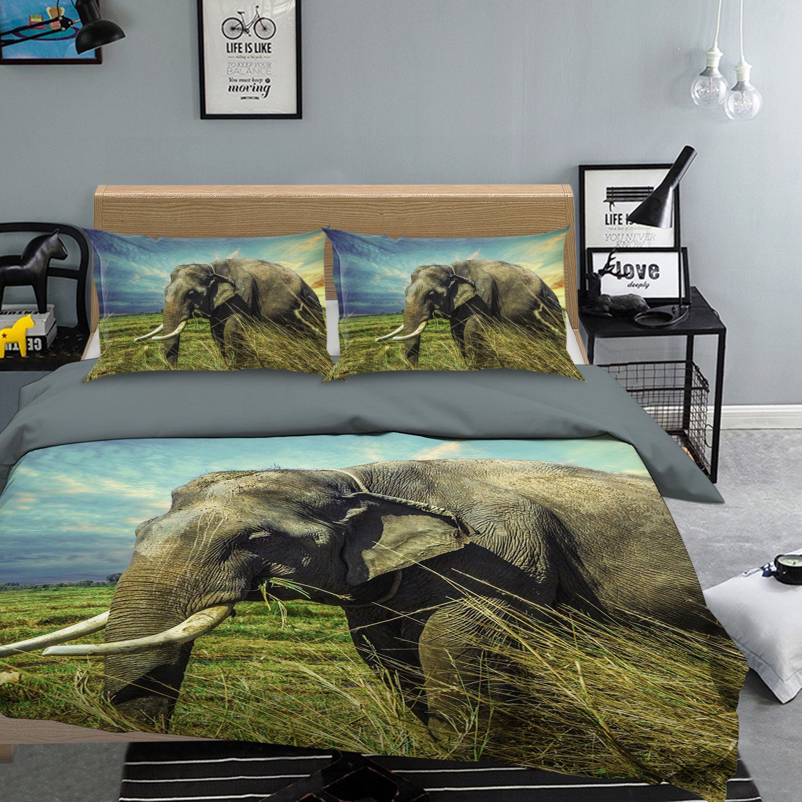 3D Steppe Elephant 1936 Bed Pillowcases Quilt Quiet Covers AJ Creativity Home