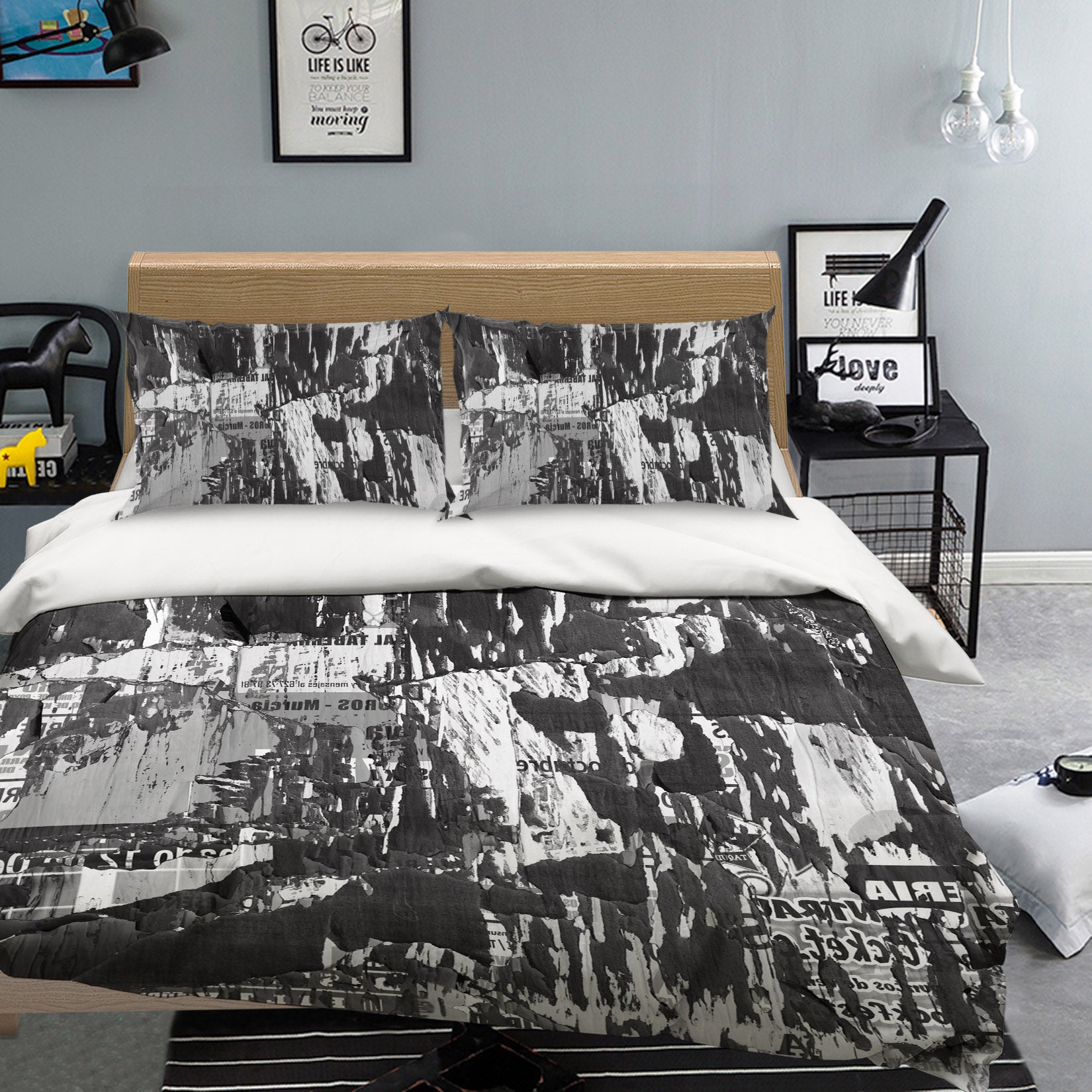 3D Black Ash Mountain House 63177 Bed Pillowcases Quilt