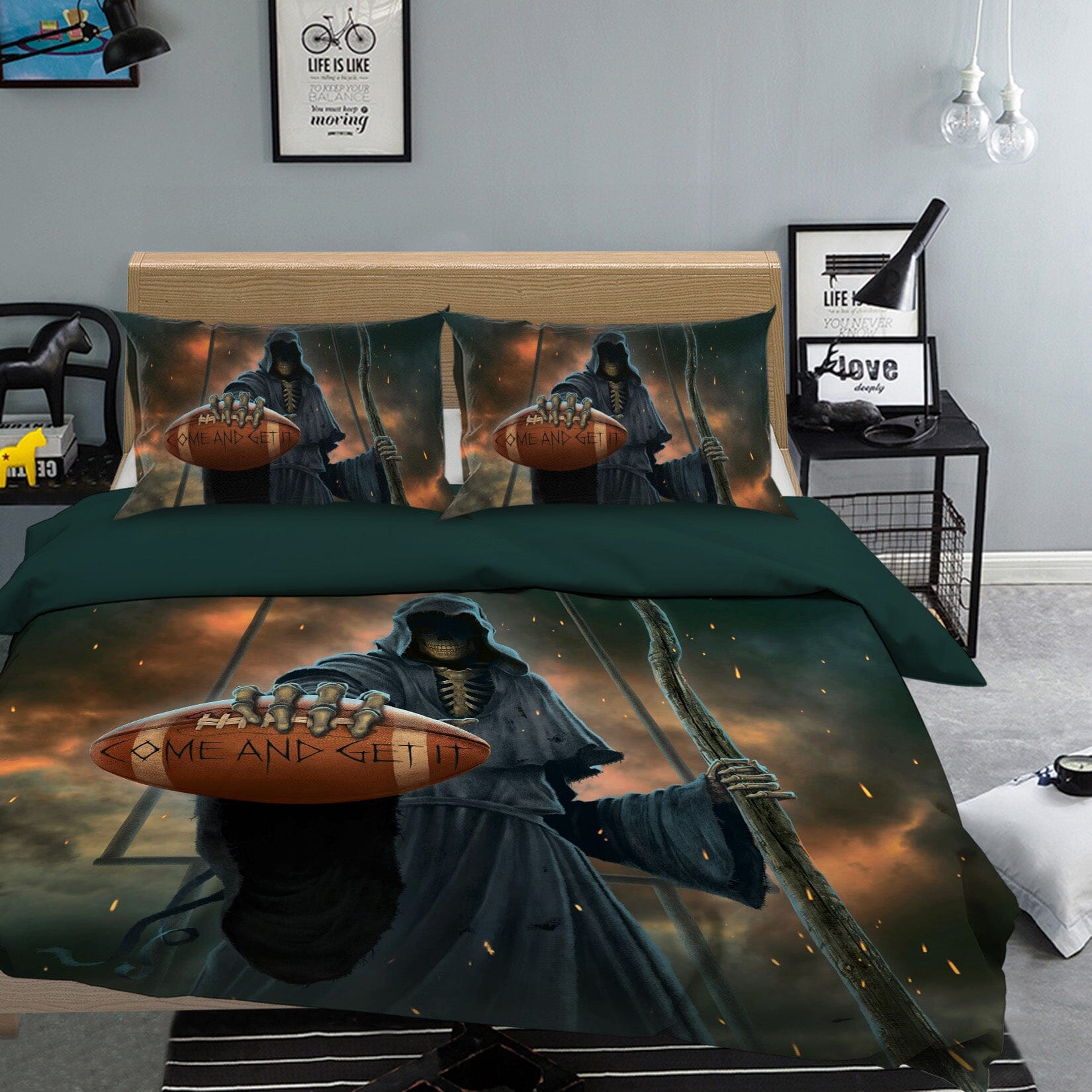 3D Football Grim Reaper 033 Bed Pillowcases Quilt Exclusive Designer Vincent Quiet Covers AJ Creativity Home