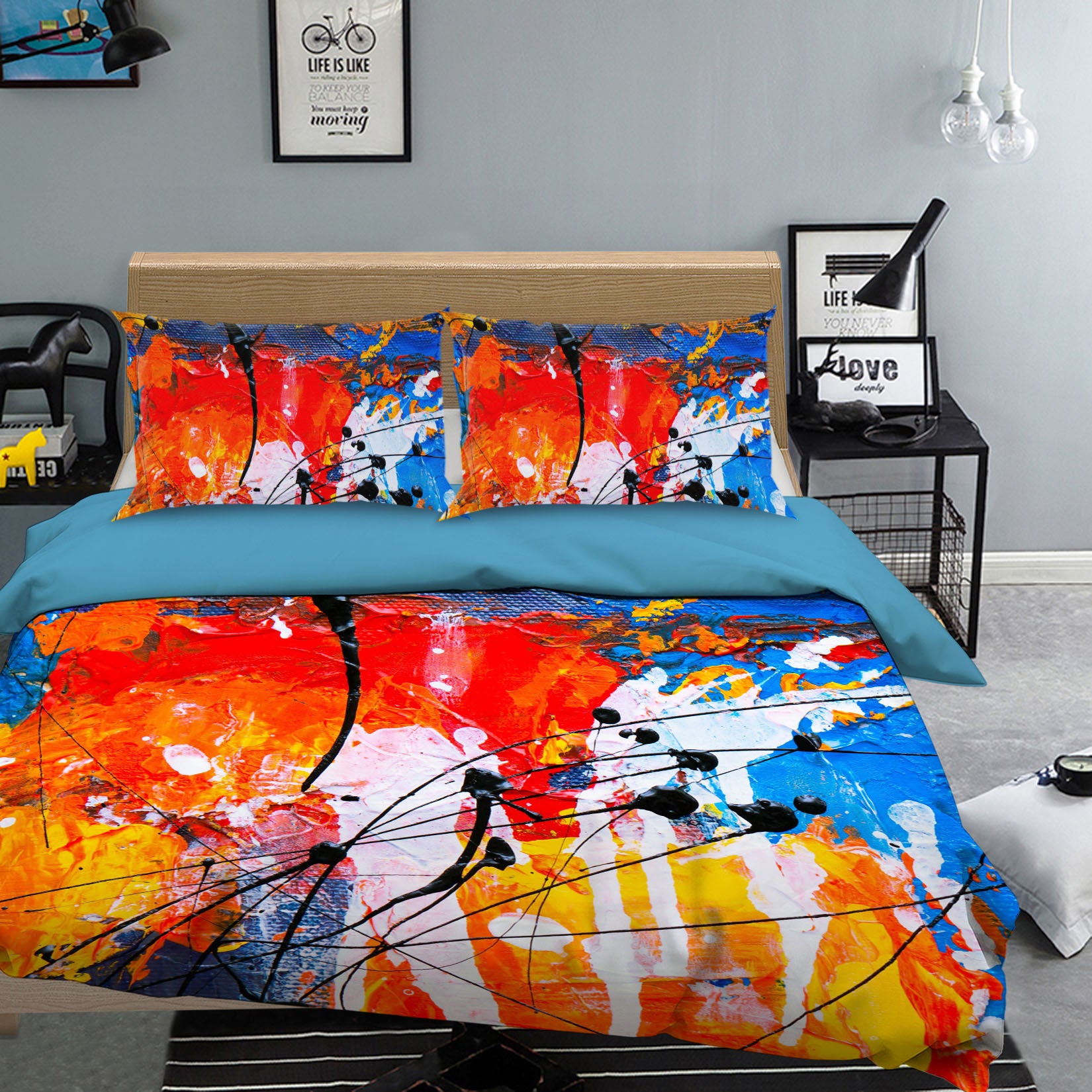 3D Multicolored Ink 15207 Bed Pillowcases Quilt