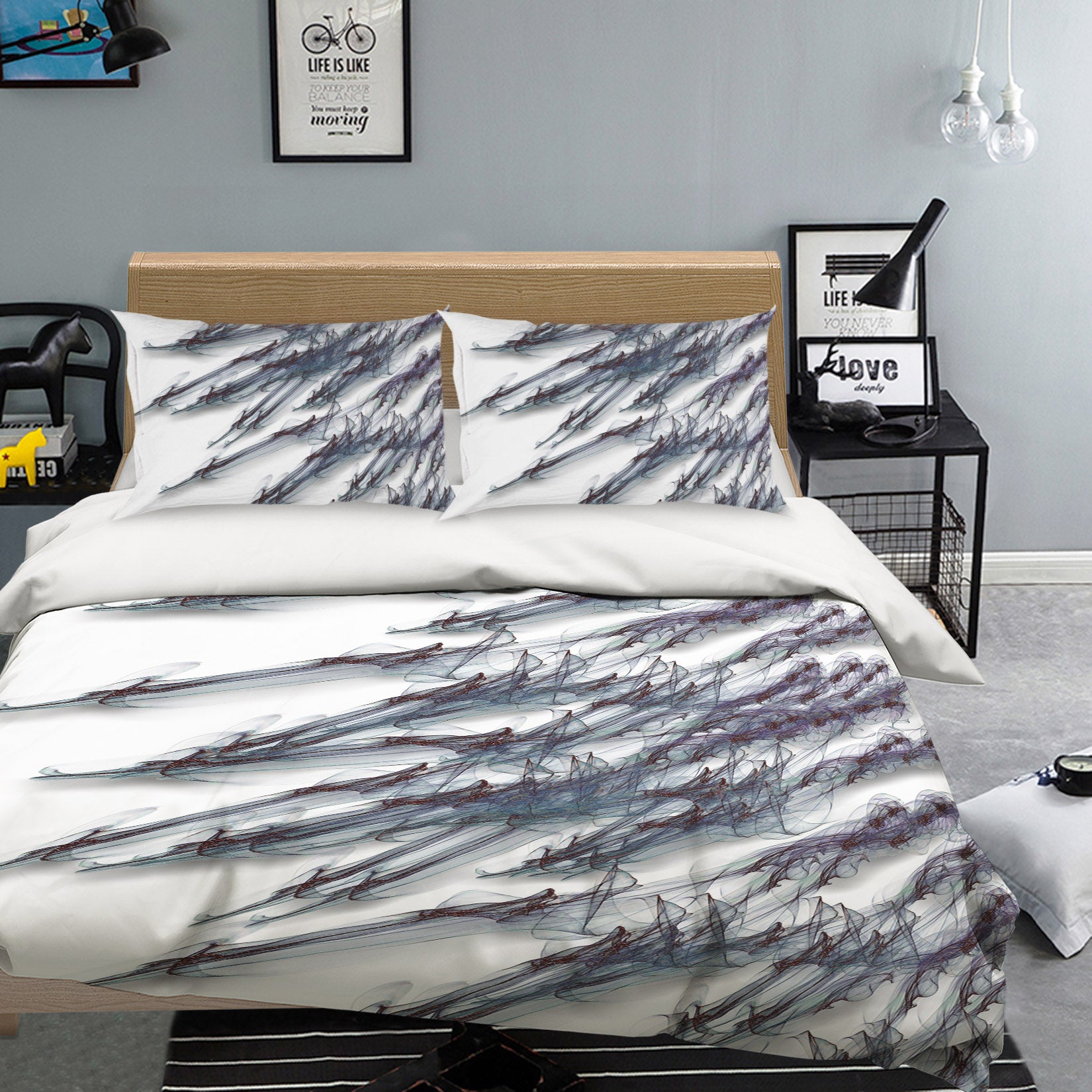 3D Black 12119 Bed Pillowcases Quilt