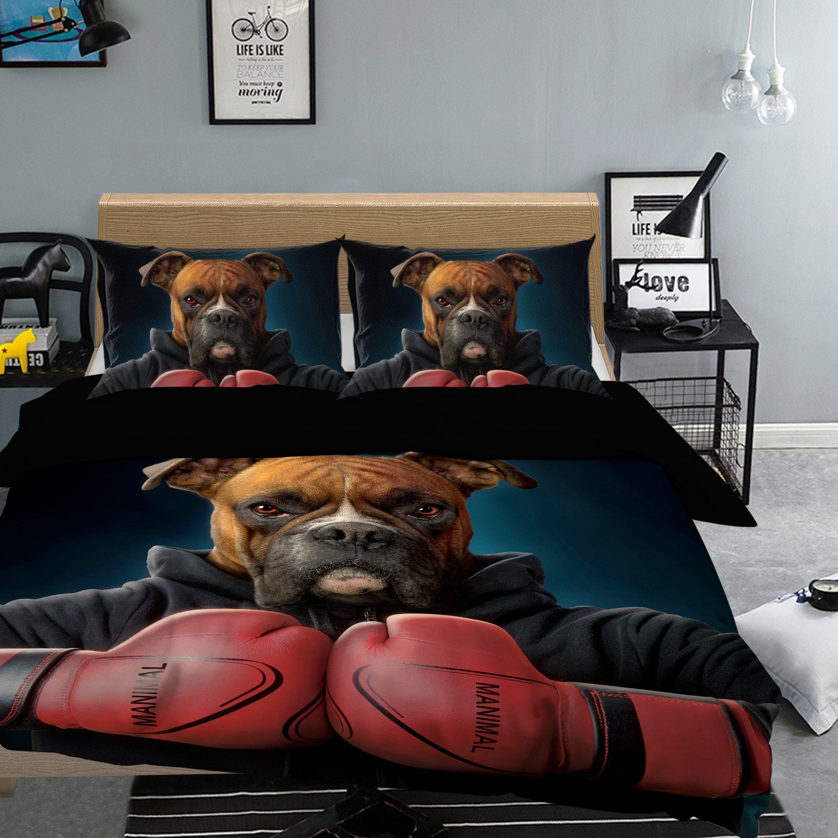 3D Boxer Dog 023 Bed Pillowcases Quilt Exclusive Designer Vincent Quiet Covers AJ Creativity Home