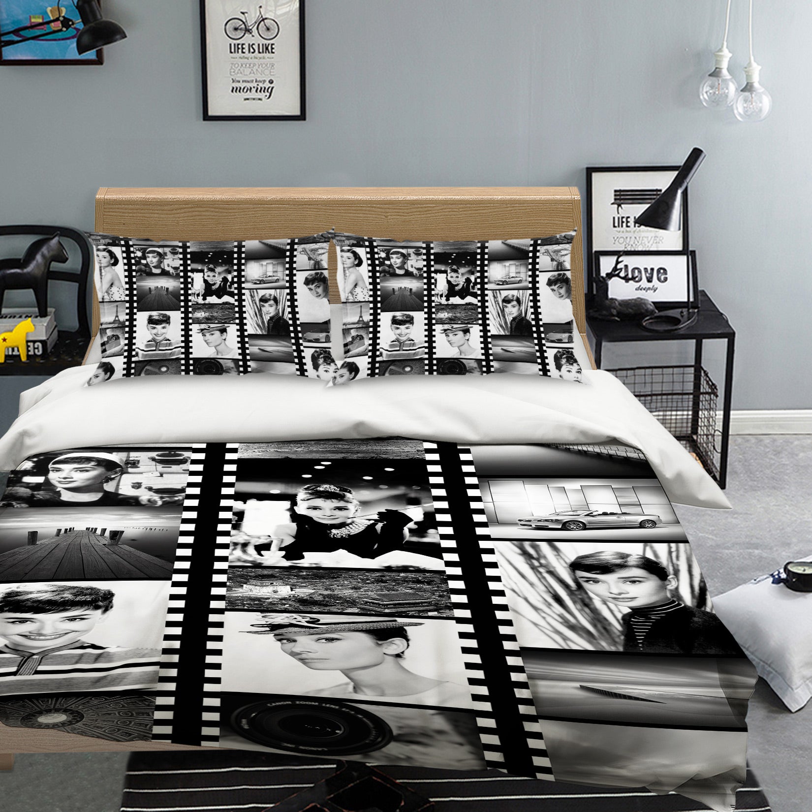 3D Black White Glue 12022 Bed Pillowcases Quilt