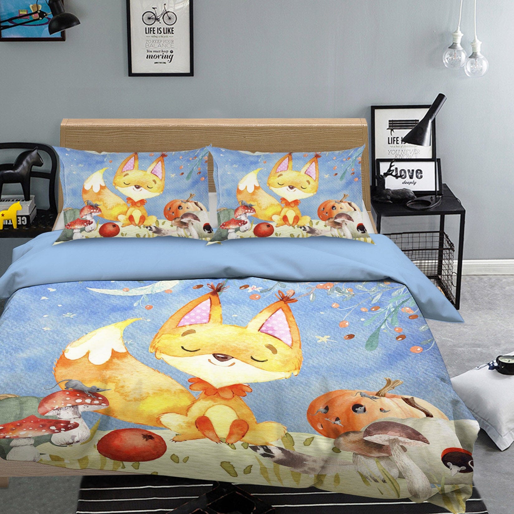 3D Fox Mushroom 249 Uta Naumann Bedding Bed Pillowcases Quilt Quiet Covers AJ Creativity Home