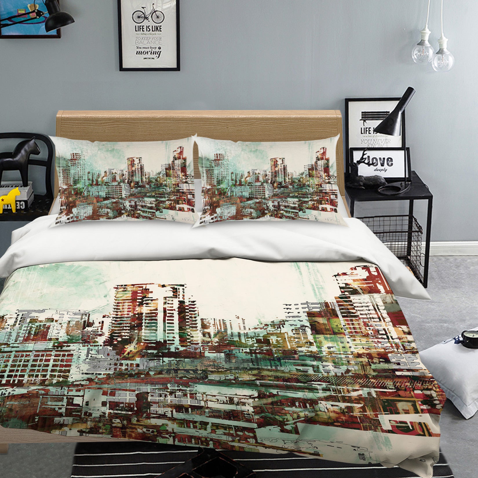 3D Graffiti Building 029 Bed Pillowcases Quilt