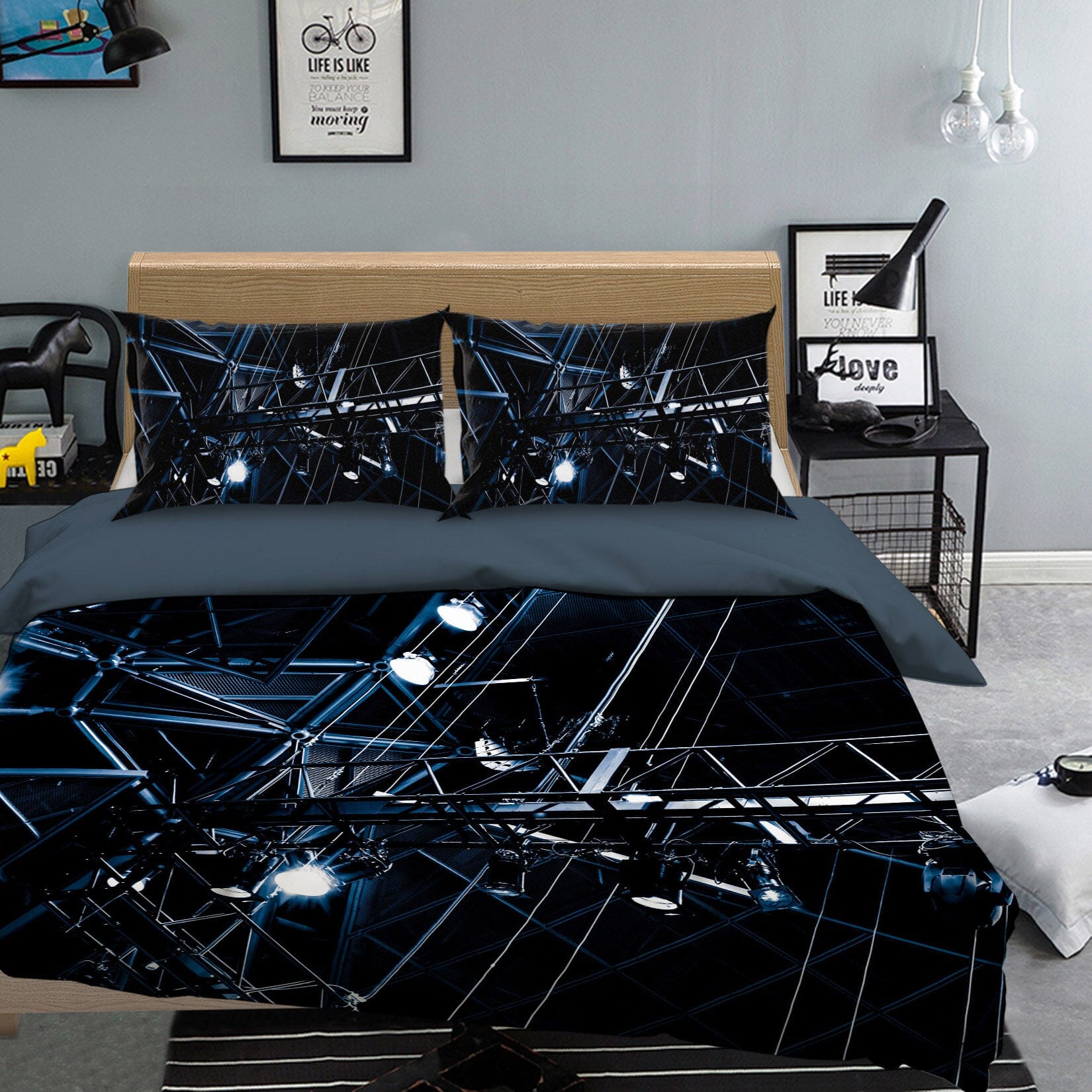 3D Night Light 2005 Noirblanc777 Bedding Bed Pillowcases Quilt Quiet Covers AJ Creativity Home