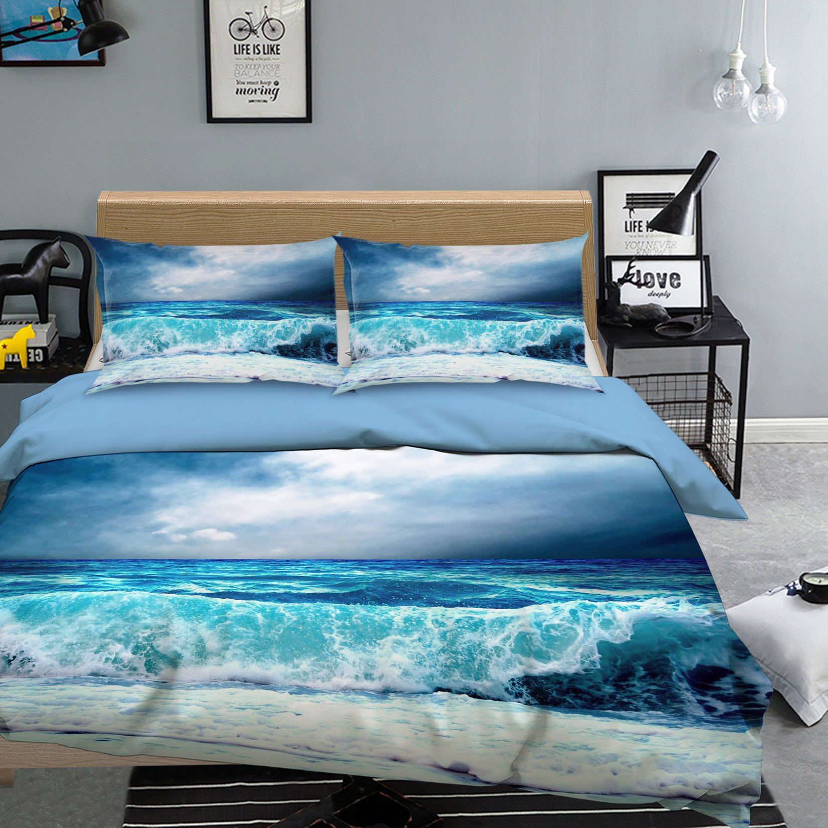 3D Night Waves 076 Bed Pillowcases Quilt Wallpaper AJ Wallpaper