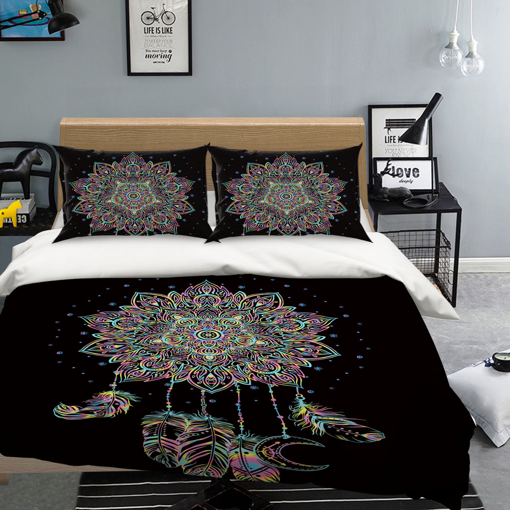 3D Black Pattern 14216 Bed Pillowcases Quilt
