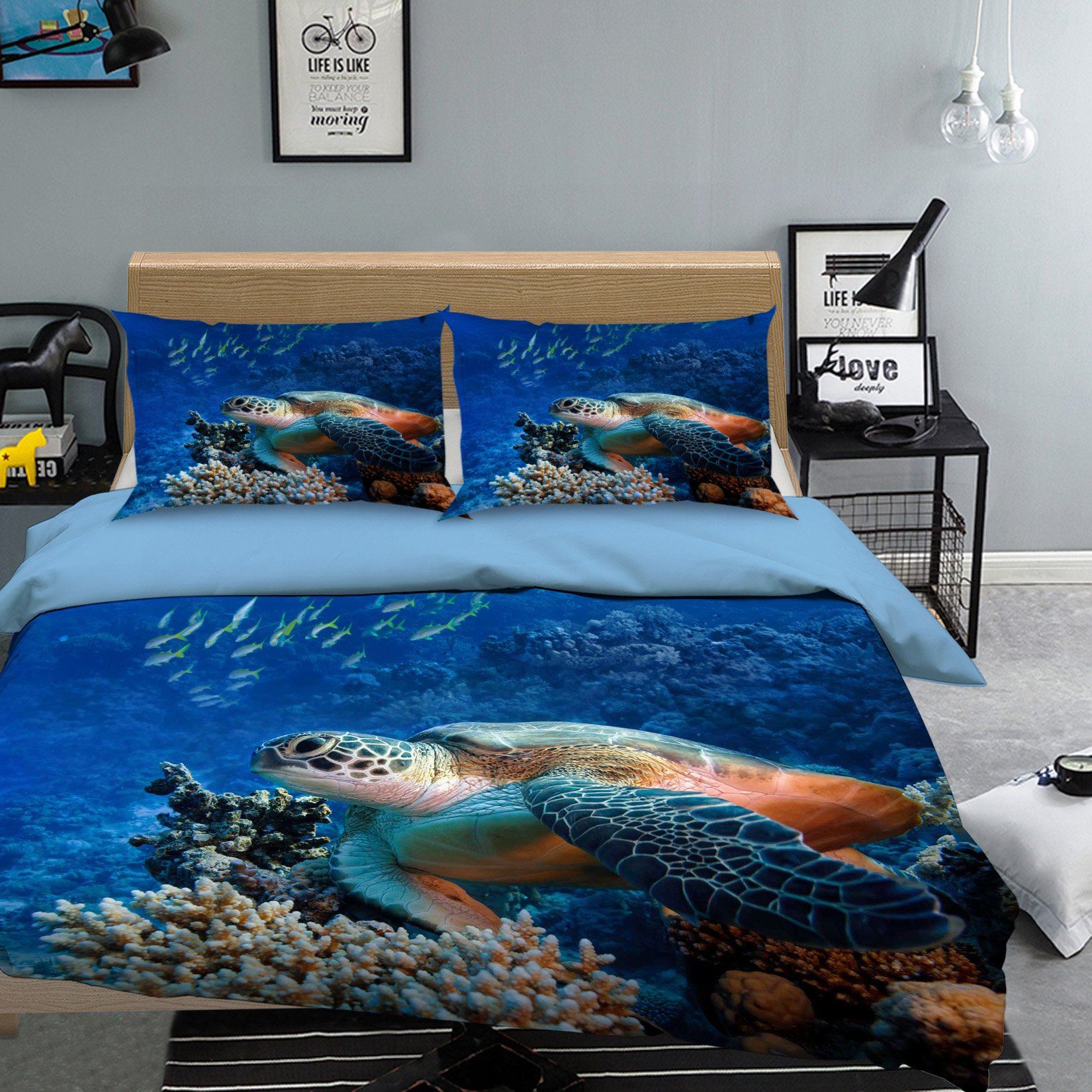 3D Turtle Fish 002 Bed Pillowcases Quilt Wallpaper AJ Wallpaper