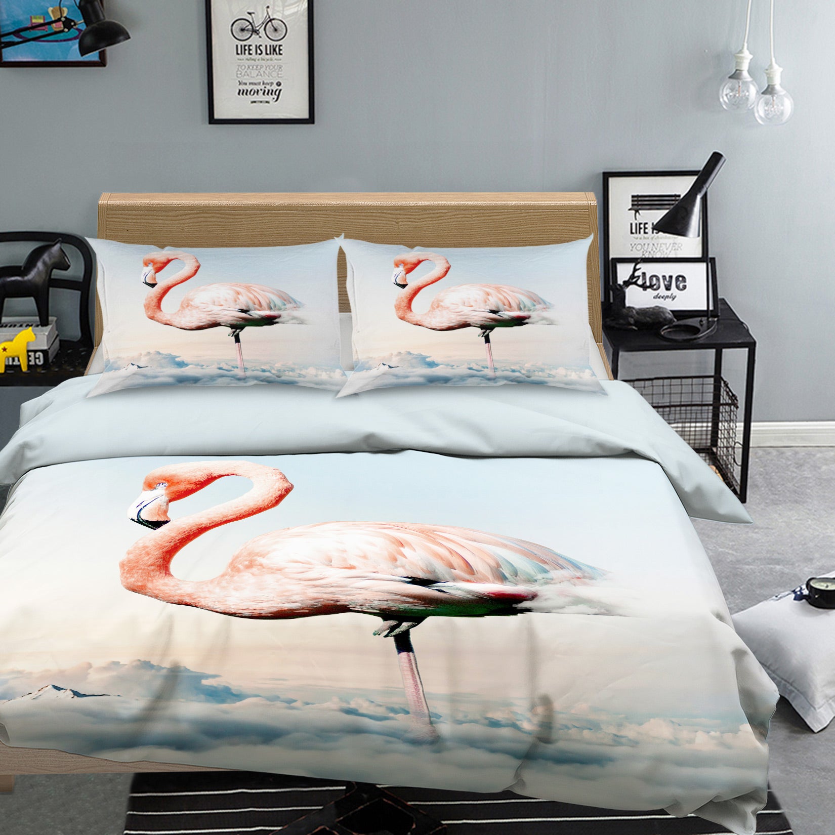 3D Flamingo 12044 Bed Pillowcases Quilt