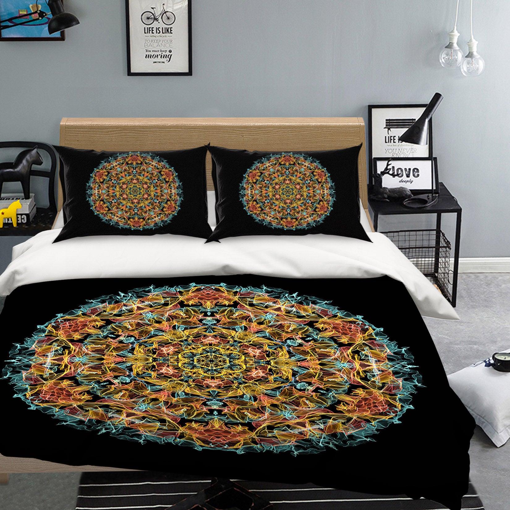 3D Round Pattern 59027 Bed Pillowcases Quilt