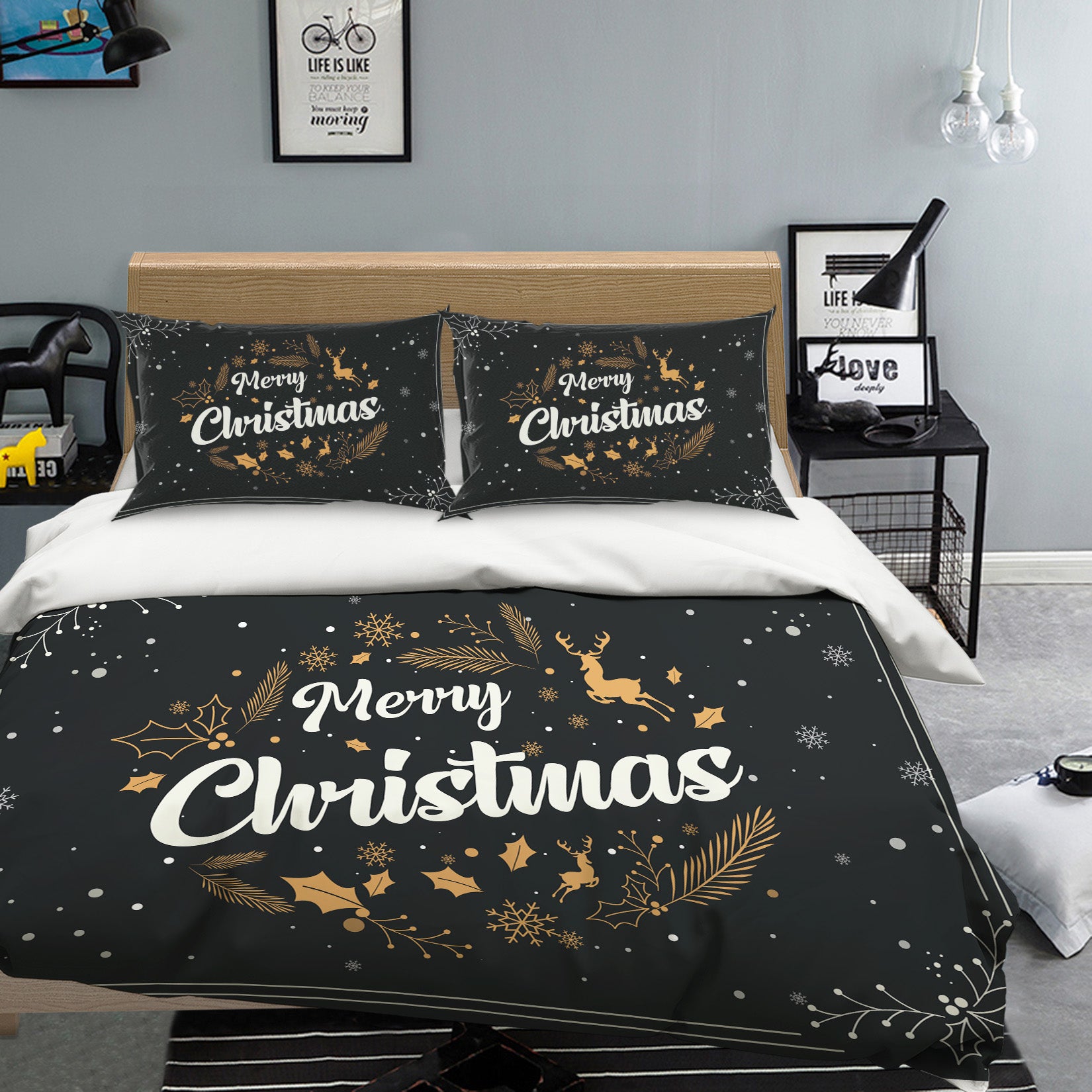 3D Merry Christmas 61009 Bed Pillowcases Quilt