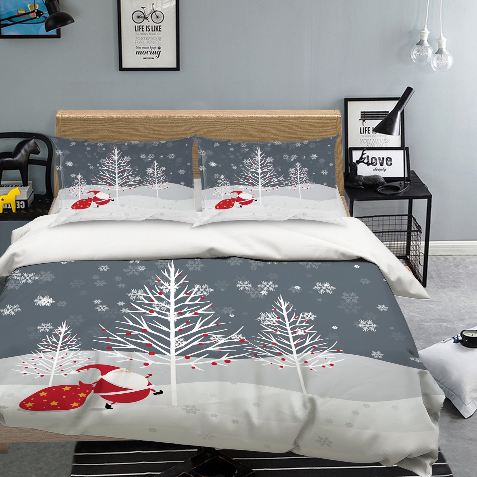 3D Tree Santa Snowflake 45040 Christmas Quilt Duvet Cover Xmas Bed Pillowcases