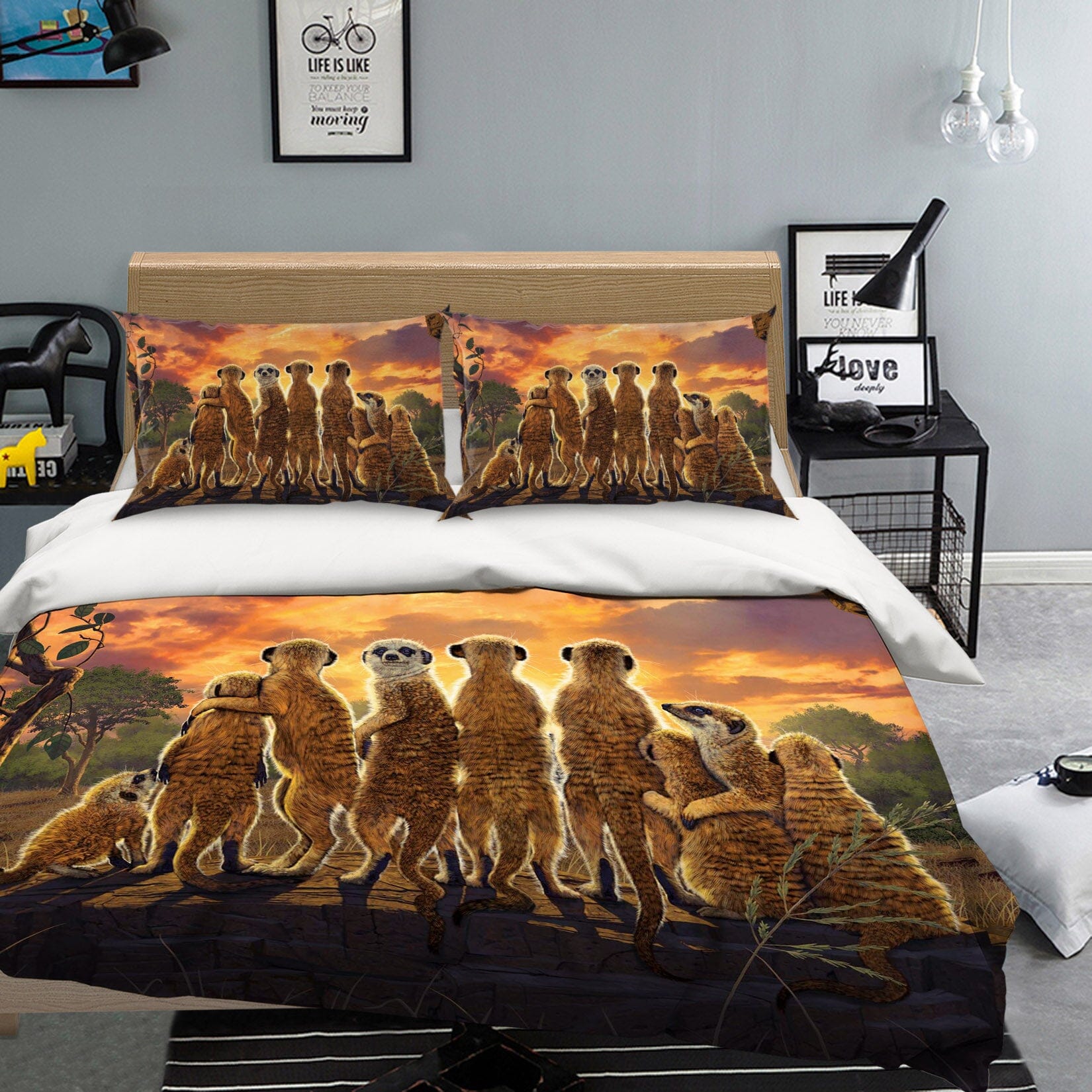 3D Meerkats Def 060 Bed Pillowcases Quilt Exclusive Designer Vincent Quiet Covers AJ Creativity Home 