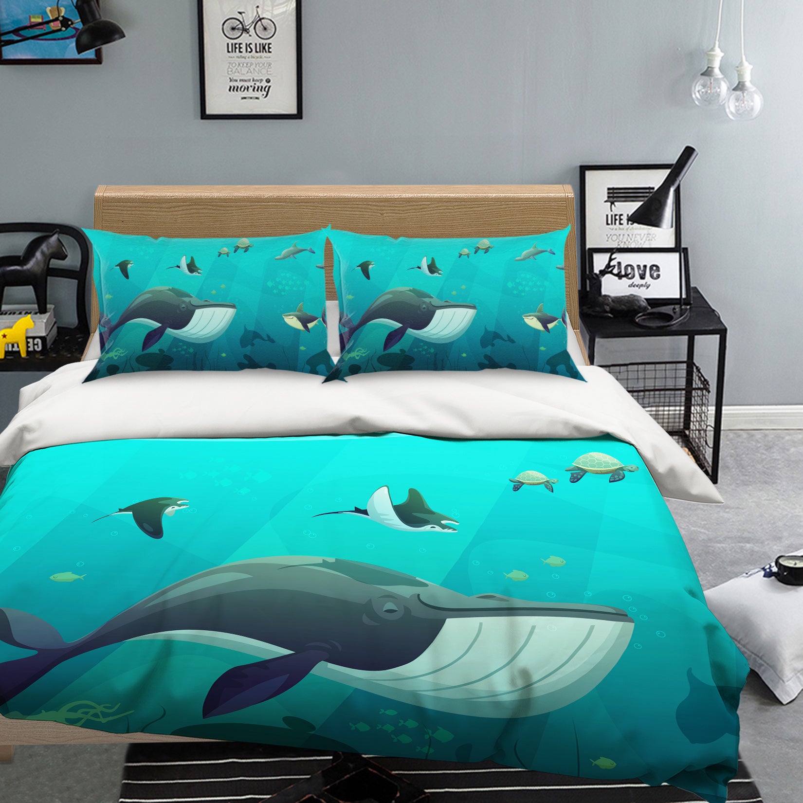 3D Whale 19155 Bed Pillowcases Quilt
