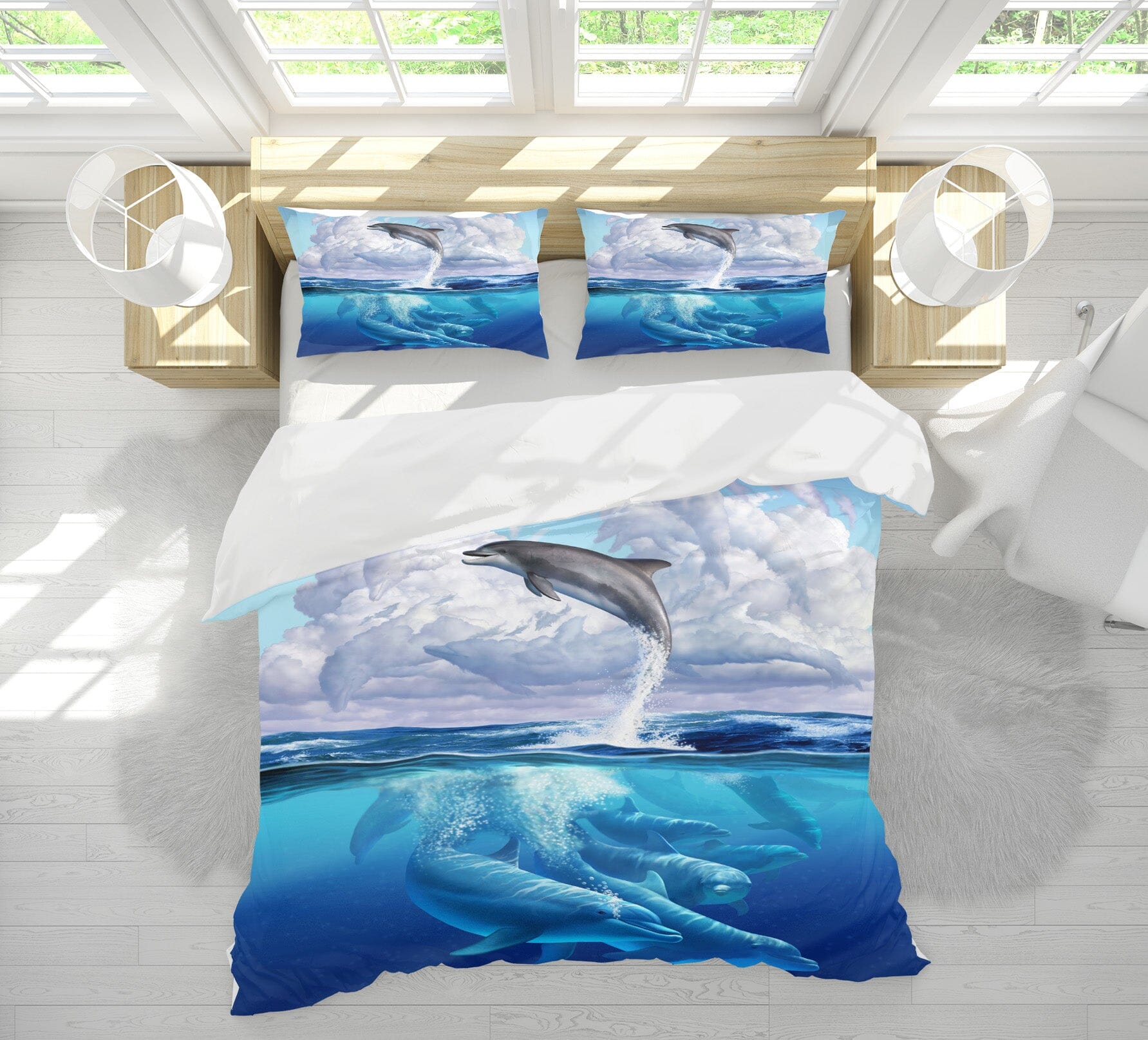 3D Dolphonic Symphony 2105 Jerry LoFaro bedding Bed Pillowcases Quilt Quiet Covers AJ Creativity Home