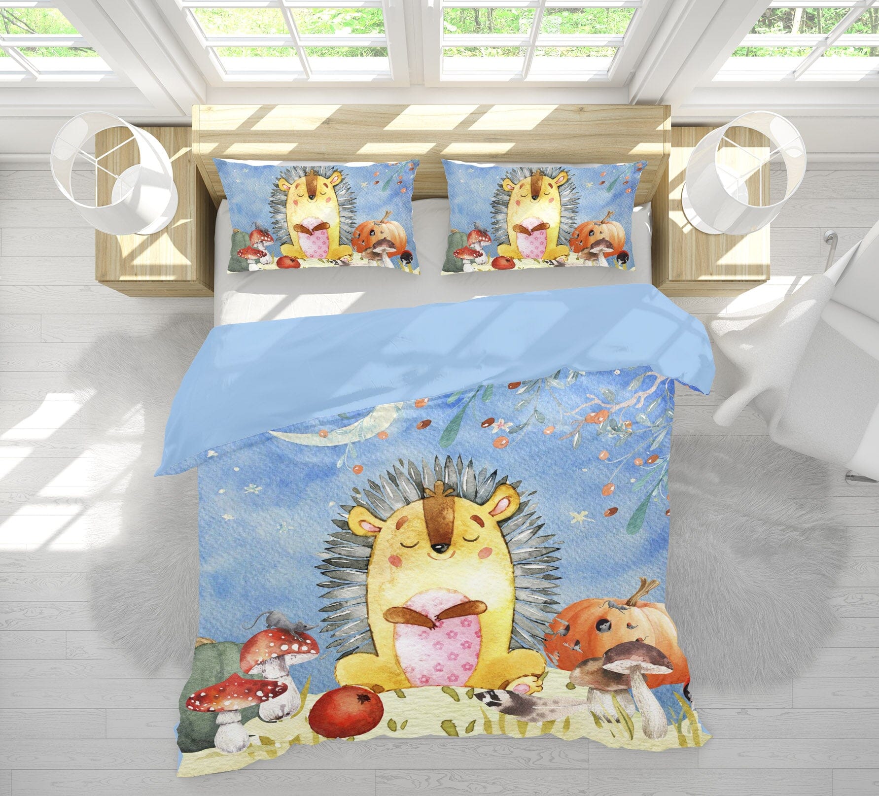 3D Hedgehog Mushroom 248 Uta Naumann Bedding Bed Pillowcases Quilt Quiet Covers AJ Creativity Home