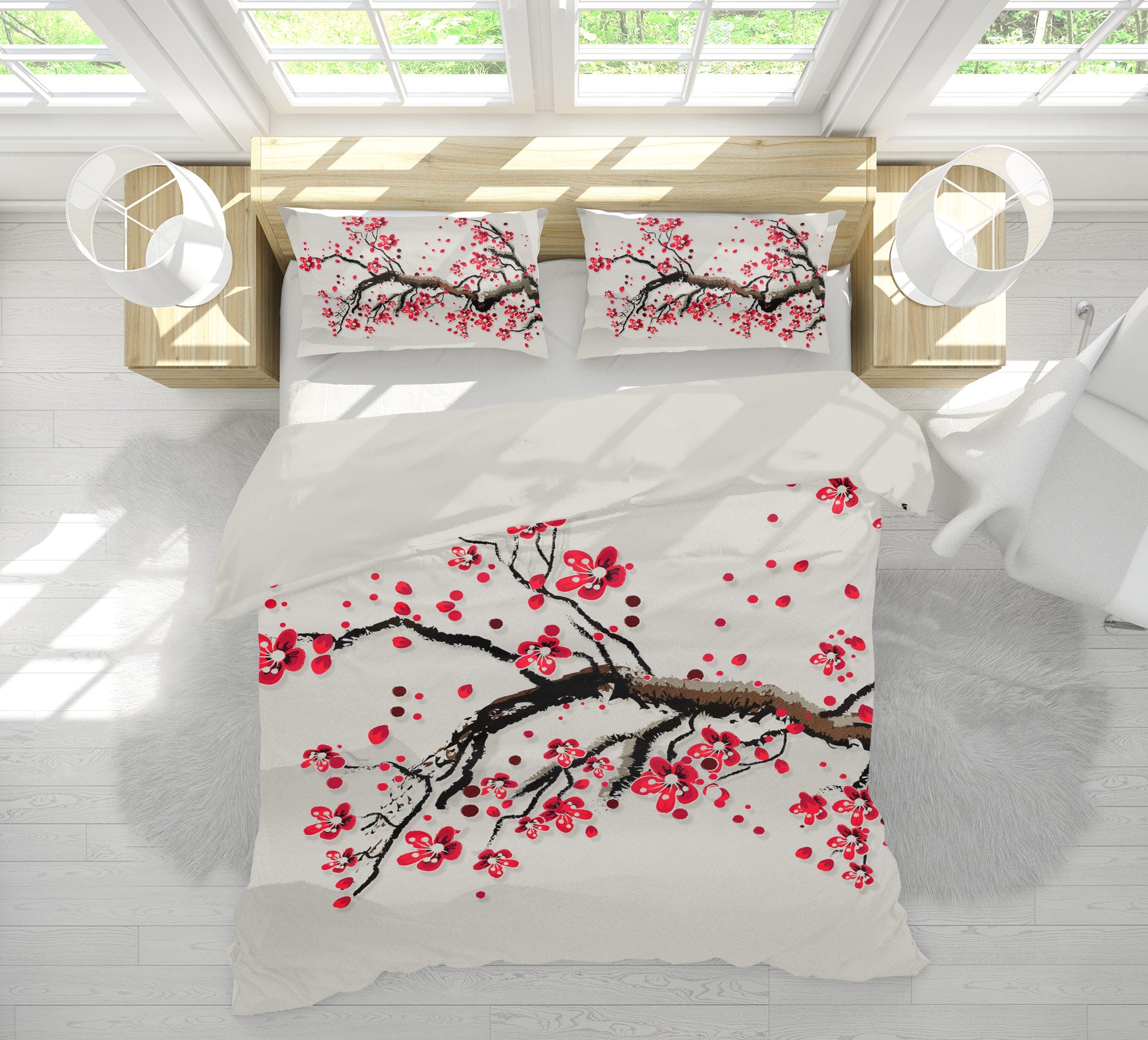 3D Plum Blossom Branch 12087 Bed Pillowcases Quilt