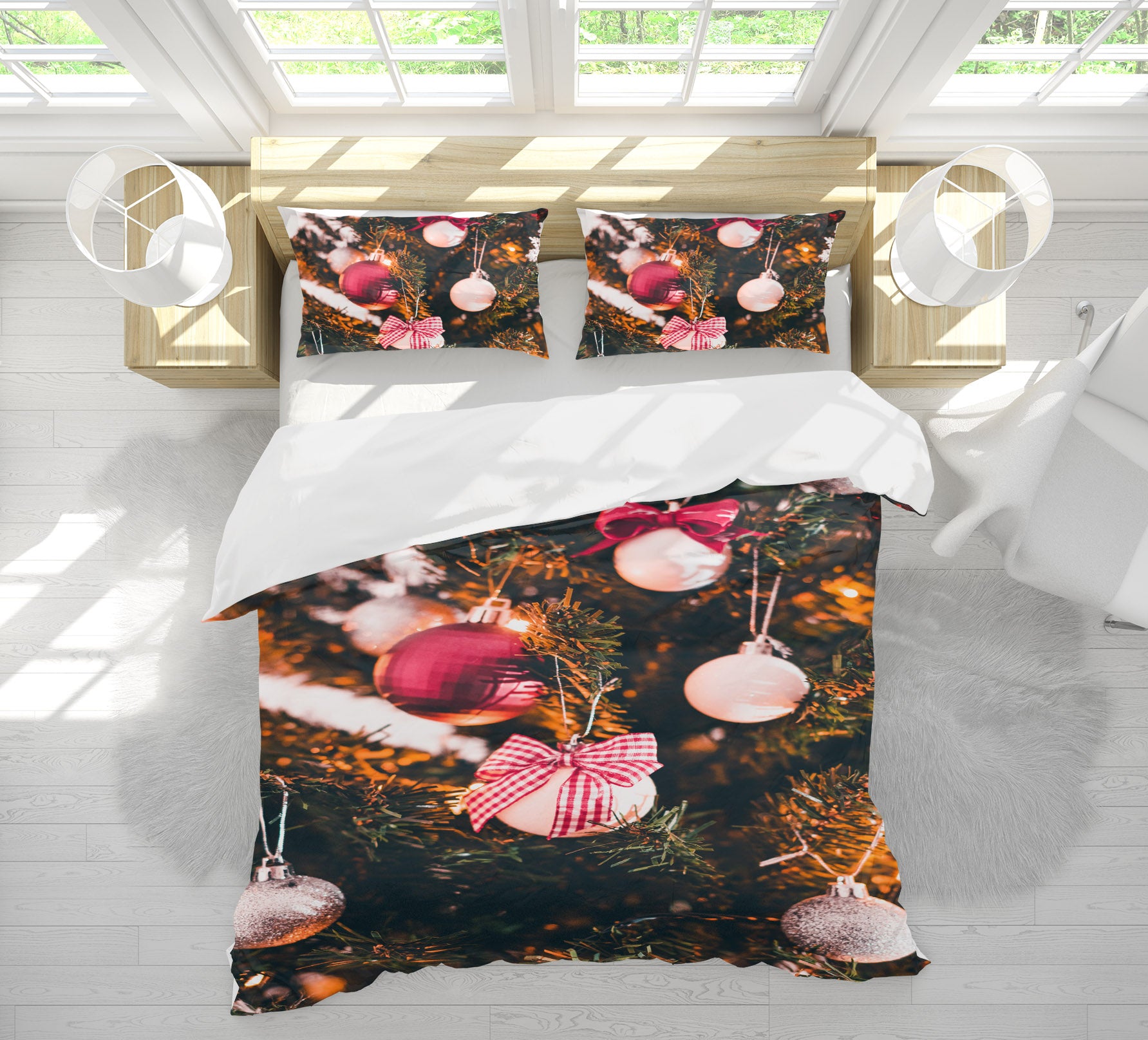 3D Ball Pendant 51144 Christmas Quilt Duvet Cover Xmas Bed Pillowcases