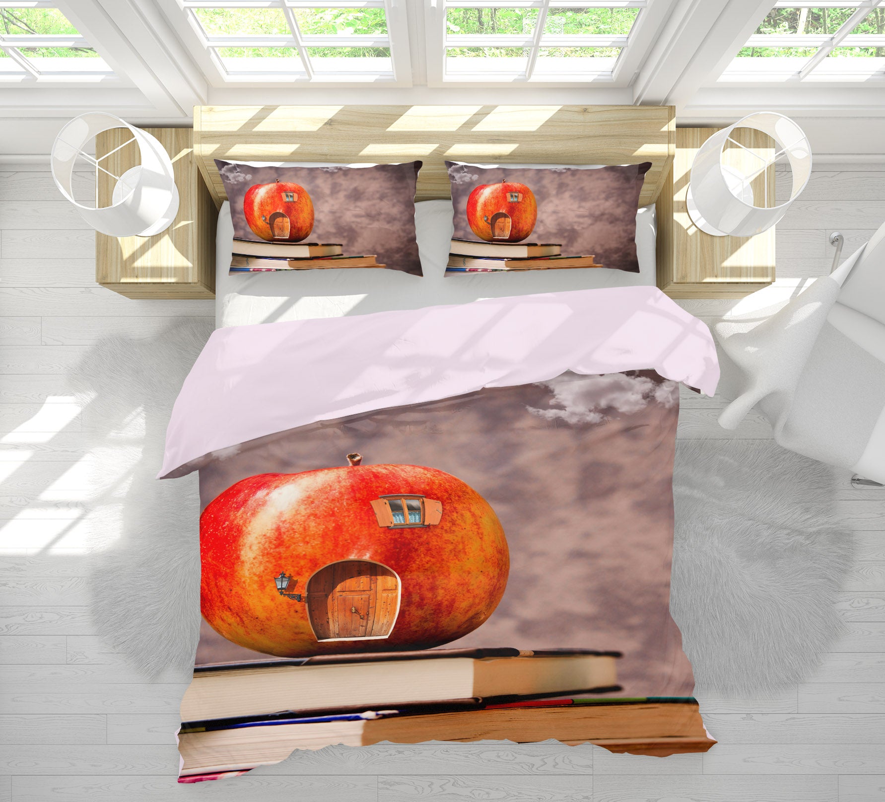 3D Apple Book 19122 Bed Pillowcases Quilt