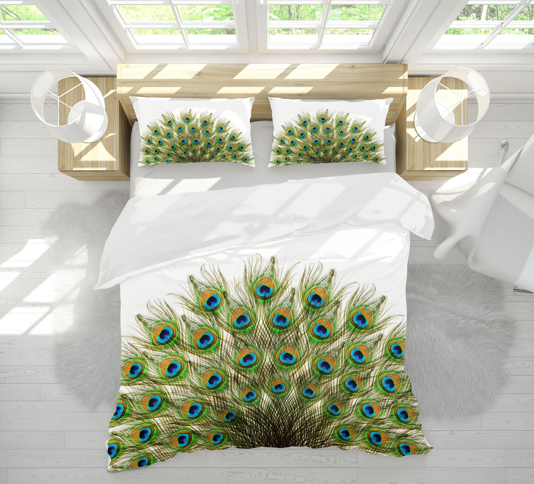 3D Peacock Feather 14229 Bed Pillowcases Quilt