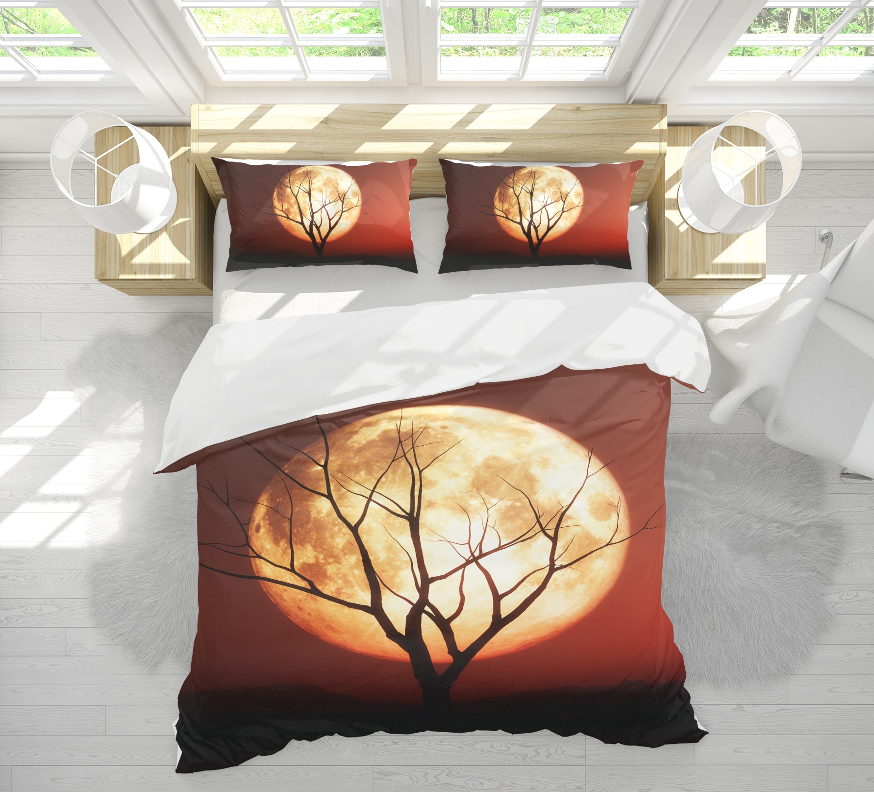 3D Moon Dead Tree 61027 Bed Pillowcases Quilt