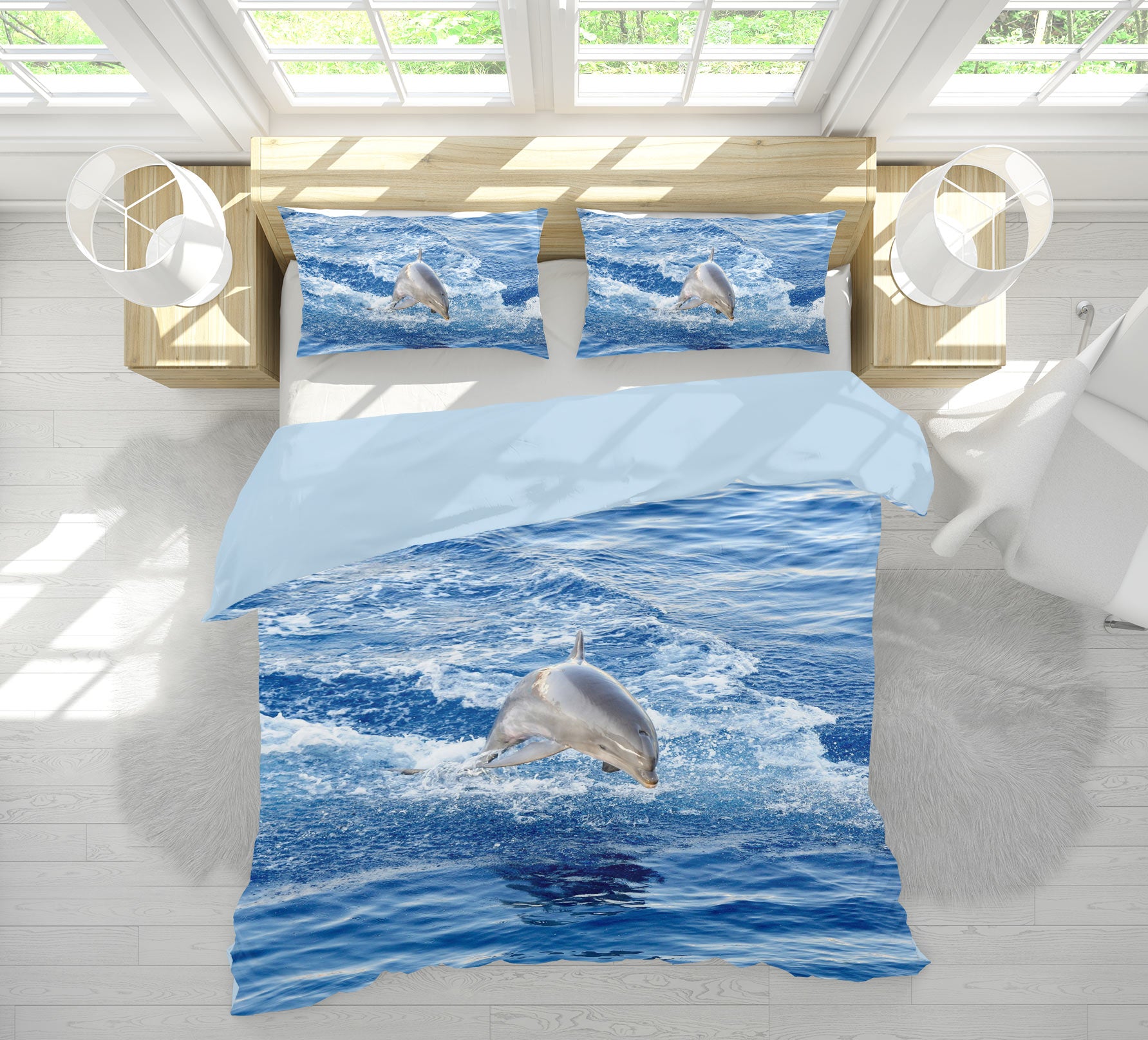 3D Jumping Dolphin 12211 Bed Pillowcases Quilt