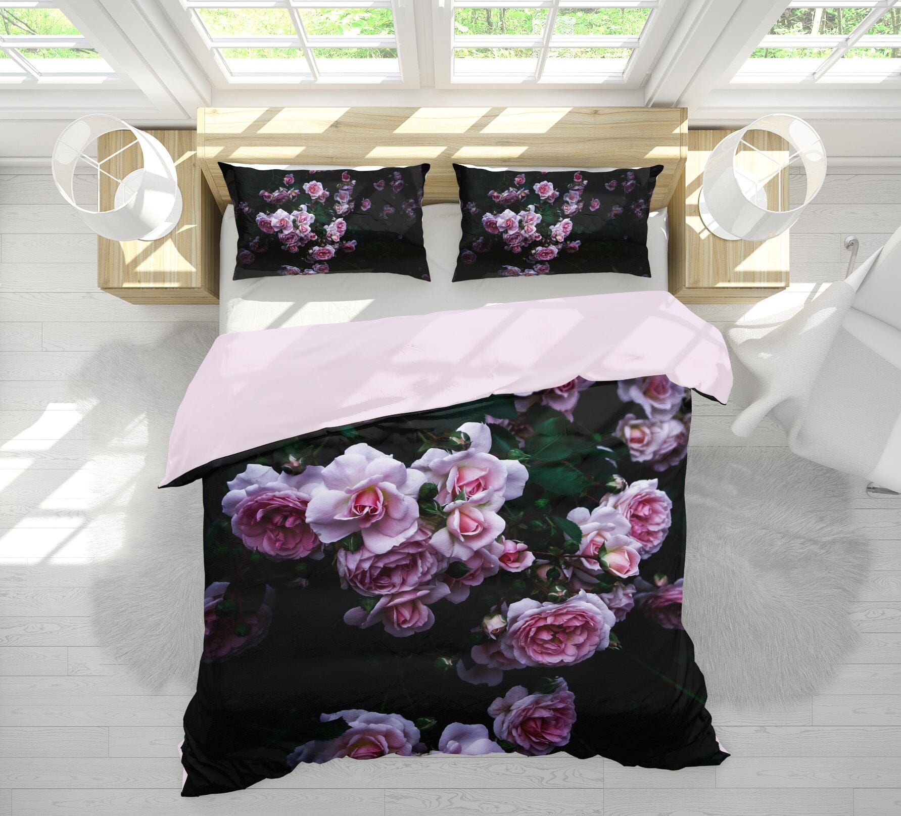3D Pink Rose 2002 Noirblanc777 Bedding Bed Pillowcases Quilt Quiet Covers AJ Creativity Home