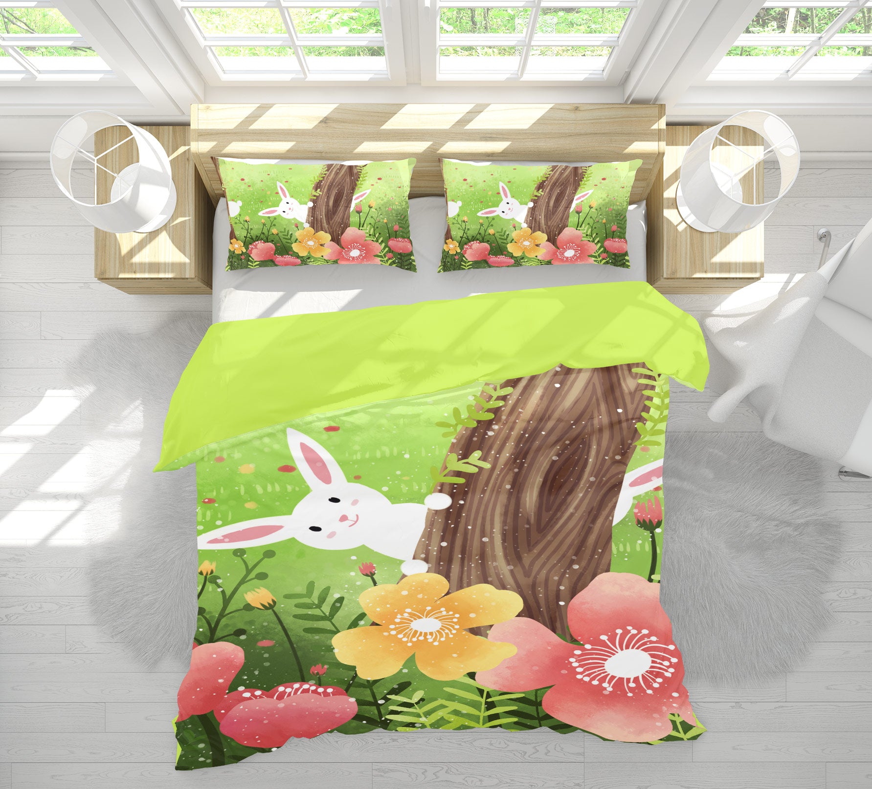 3D Flowers Trees Rabbit 12008 Bed Pillowcases Quilt