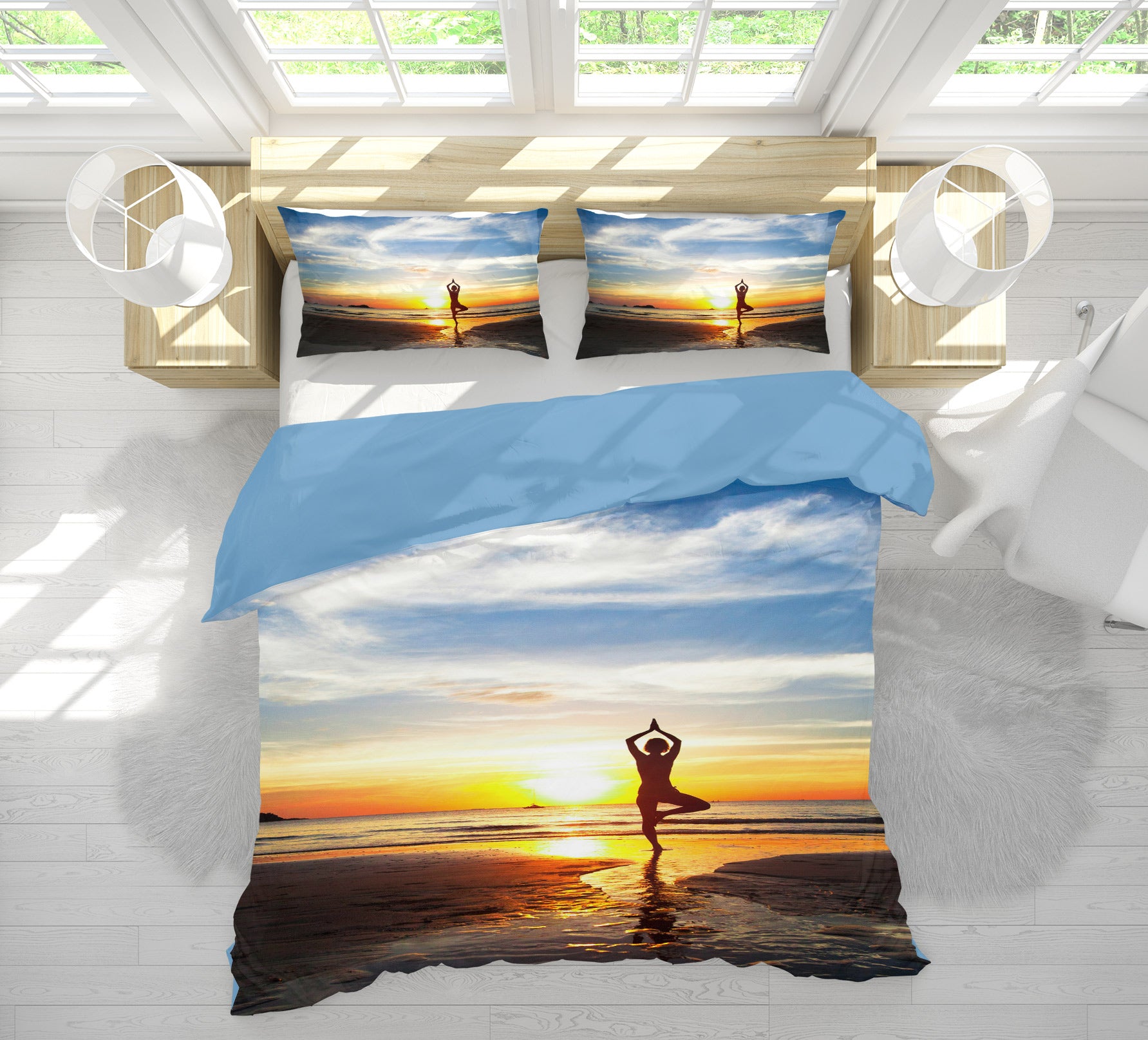 3D Yoga By The Sea 14104 Bed Pillowcases Quilt