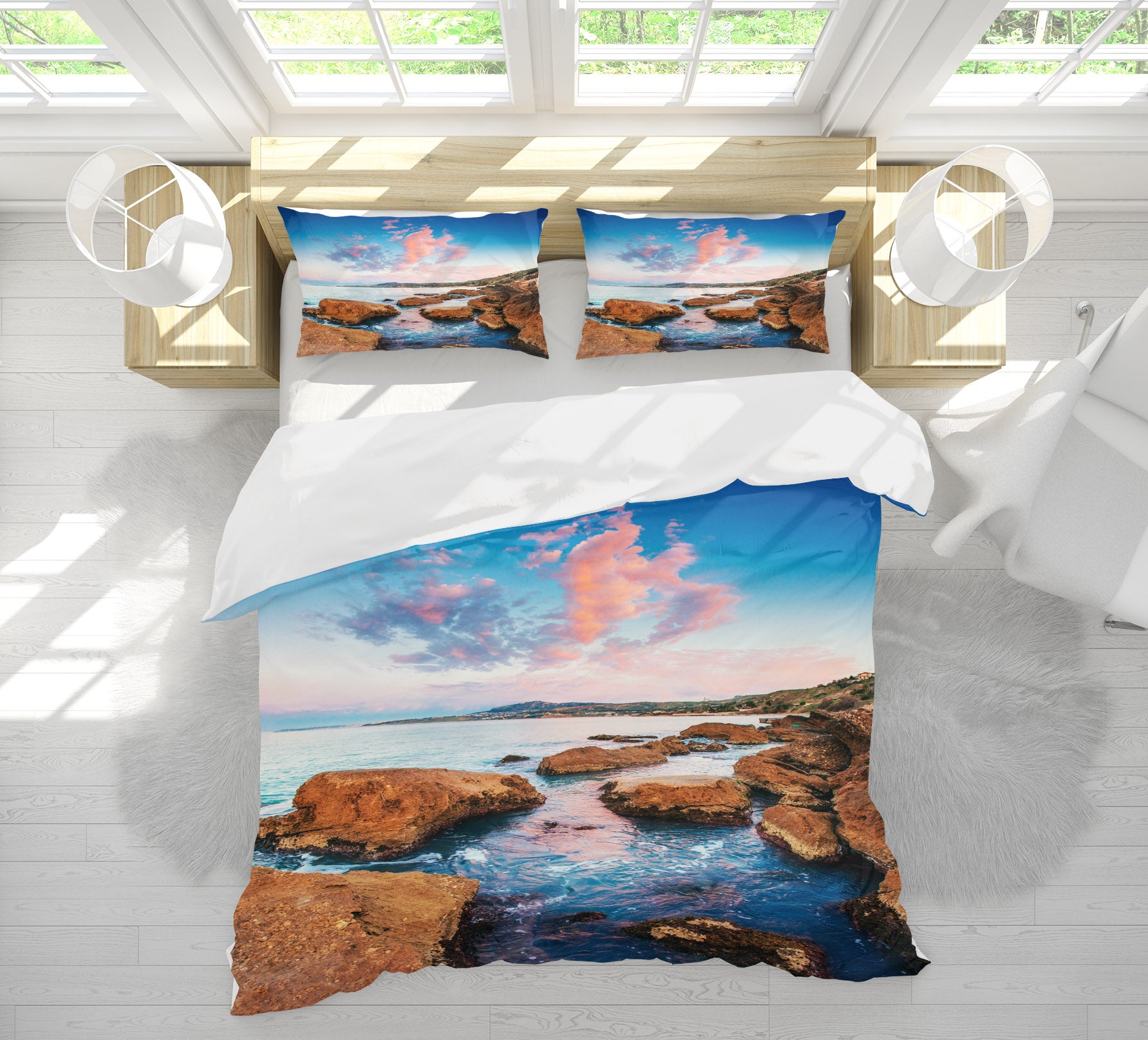 3D Seaside Stone 61034 Bed Pillowcases Quilt